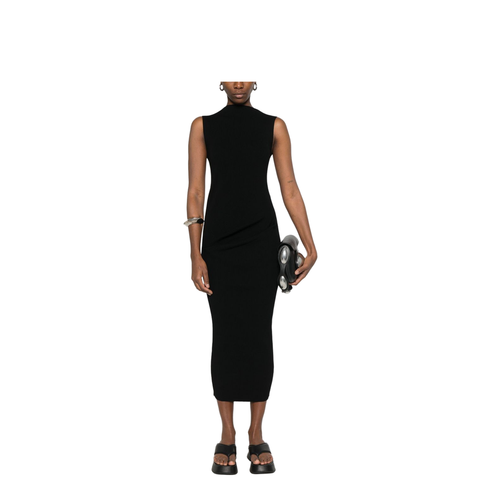Knitted Long Dress Black - Image 4