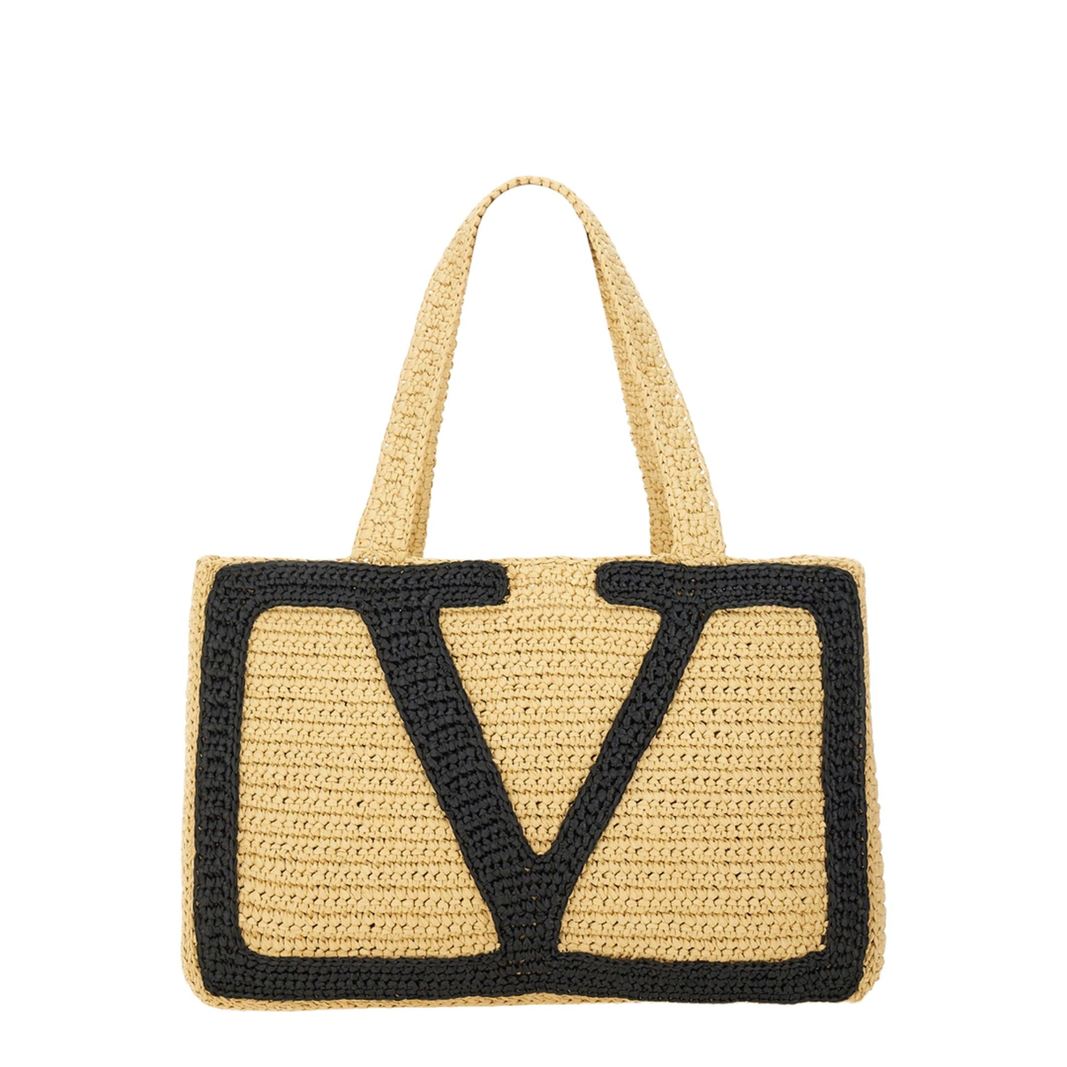 Medium Straw Tote - Saddle Brown/Natural/Rouge Pur - Image 1