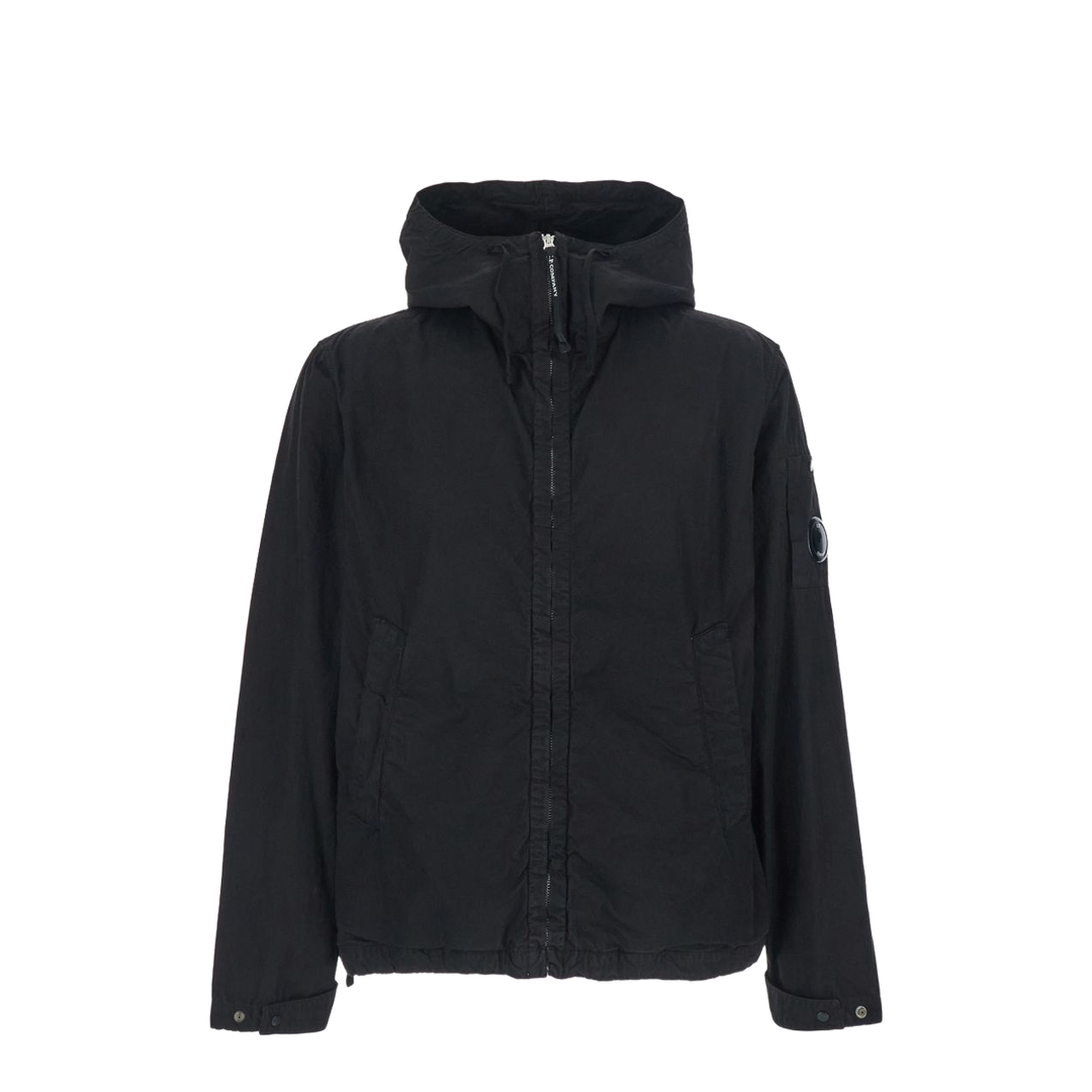 Black Cotton Zip-Up Jacket - Image 1