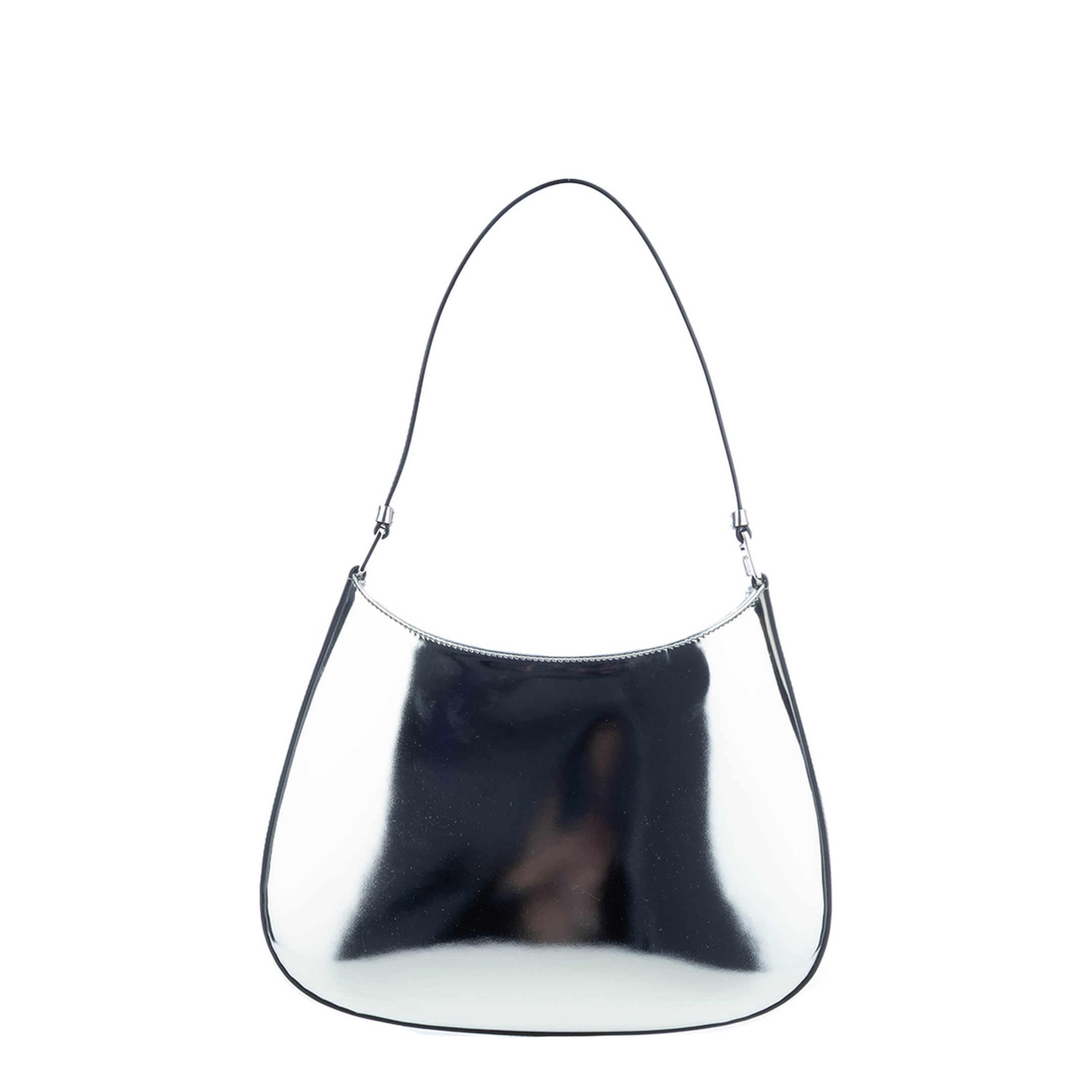 Cleo Medium Printed Brushed Leather Shoulder Bag - Metallic Silver - Image 3
