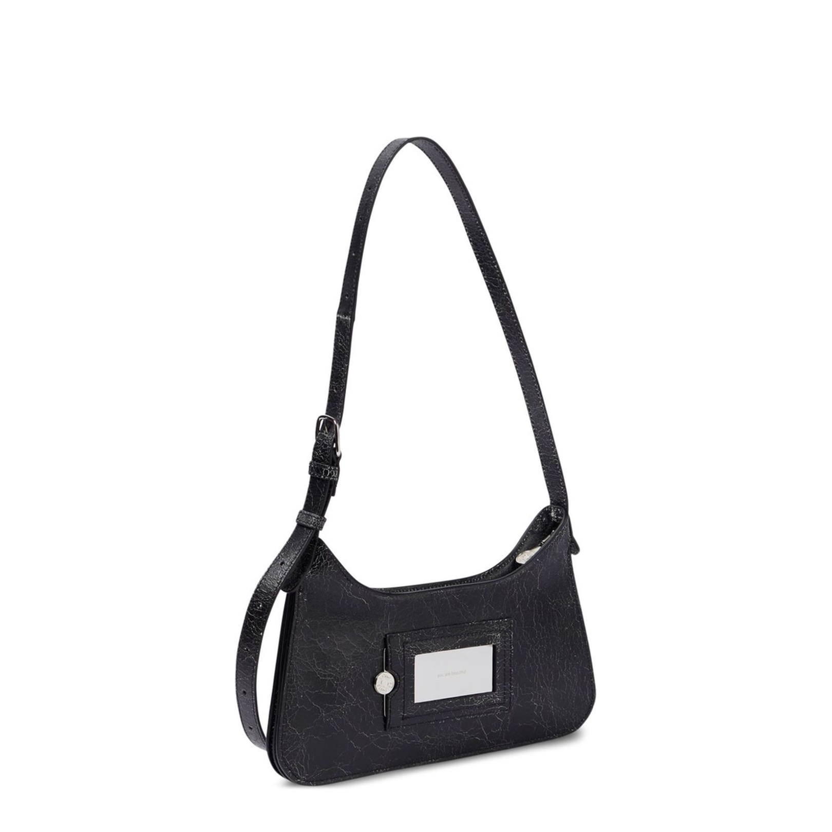 Mini Flat Shoulder Bag - Black - Image 2