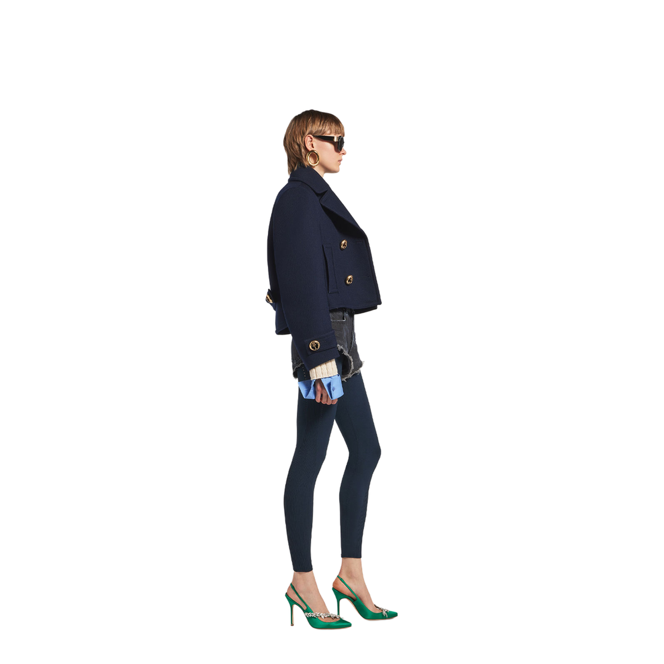 Cropped Peacoat in Textured Wool - Image 3