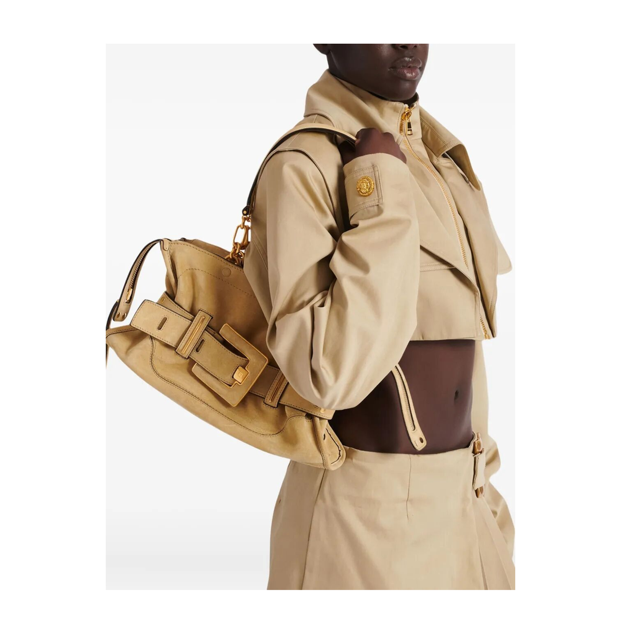 Anthem Suede Shoulder Bag - Beige - Image 2