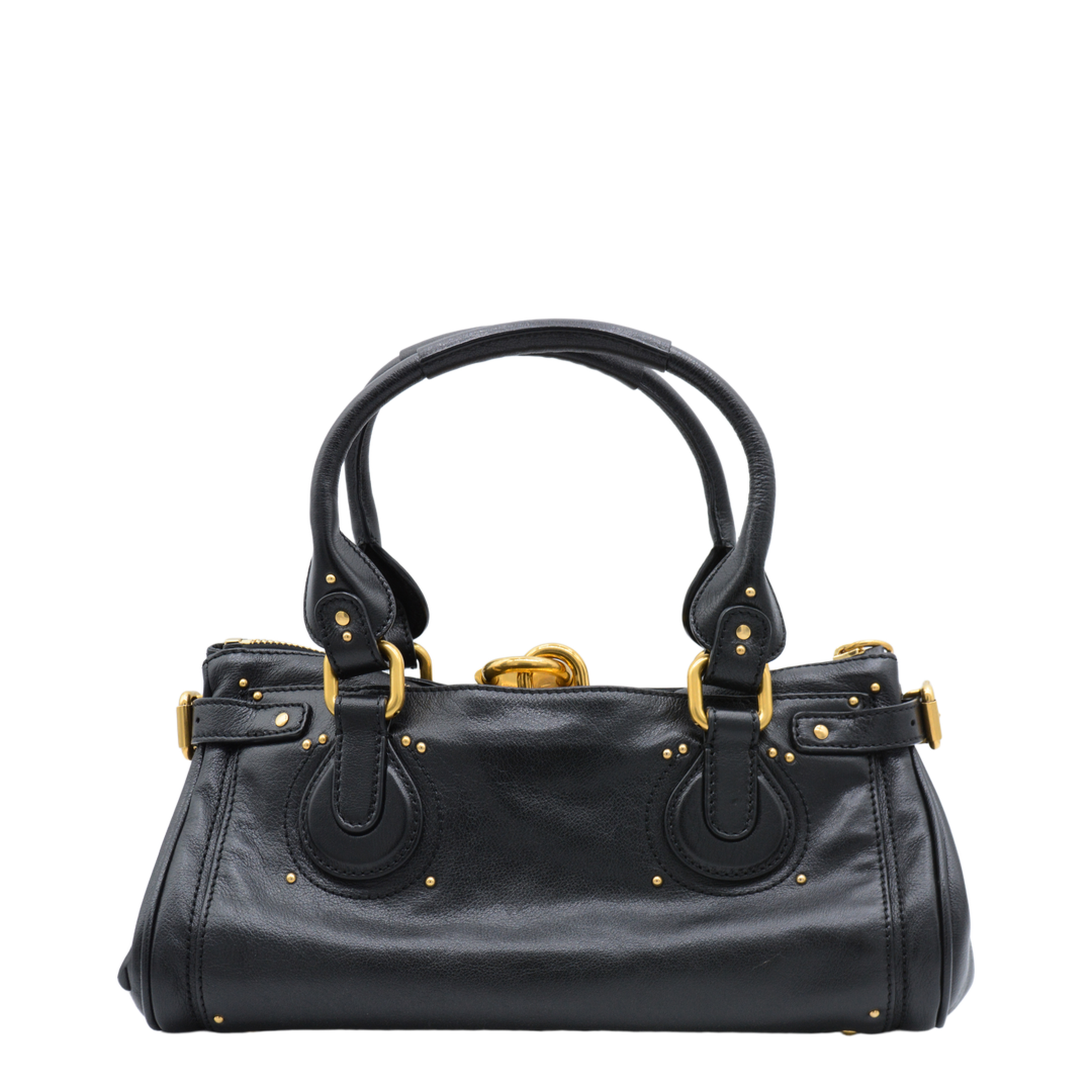 Paddington Grained Buffalo Leather Shoulder Bag - Black - Image 6