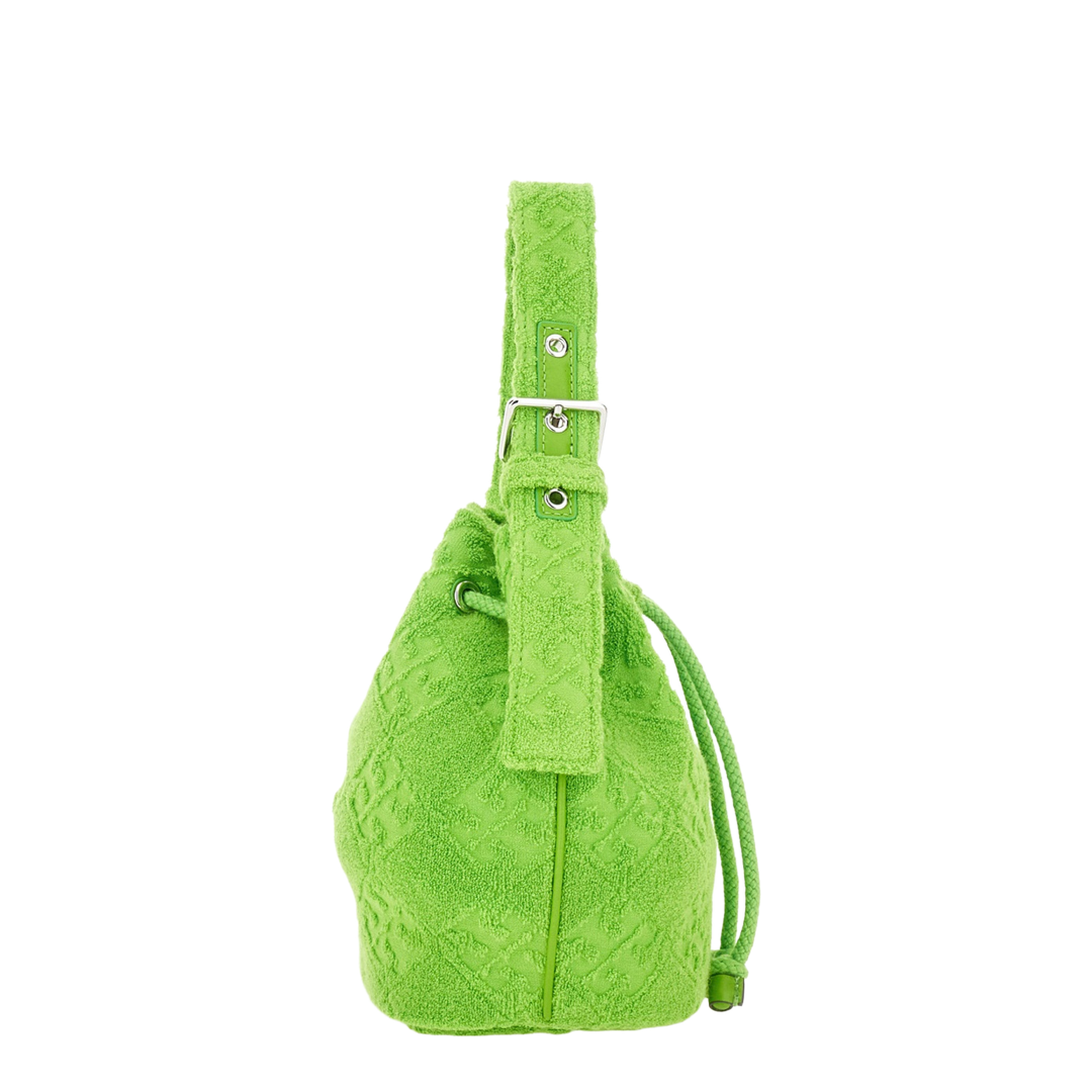 T Monogram Mini Cotton Bucket Bag - Green - Image 4