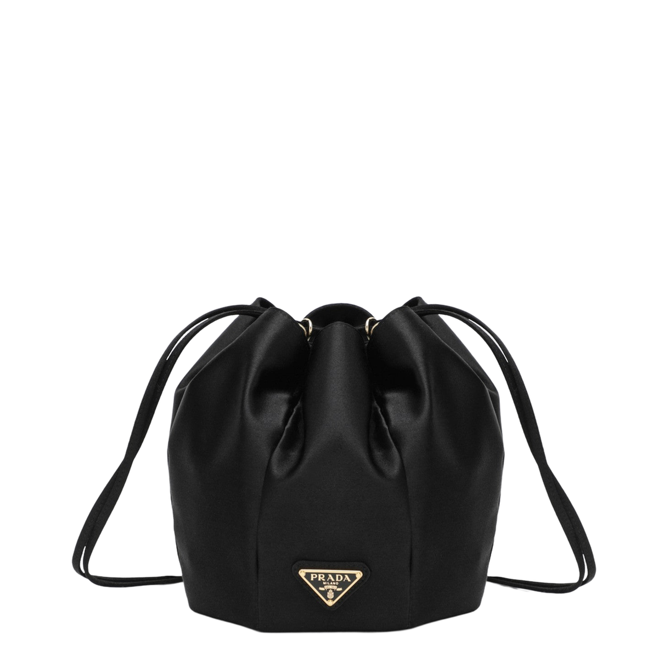 Mini Black Satin Bucket Bag - Image 1
