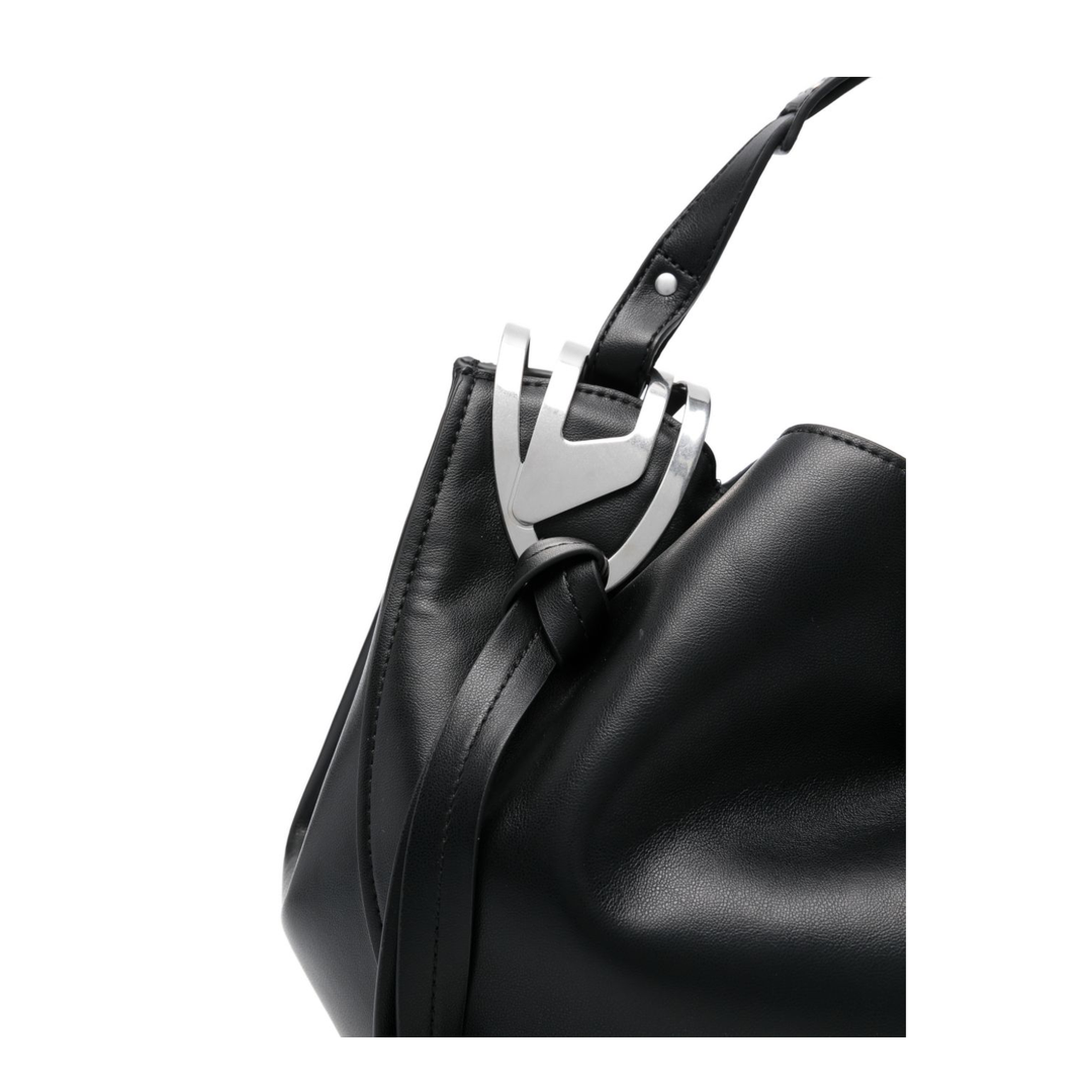 Knot-D Medium Polyurethane Top-Handle Bag - Black - Image 3