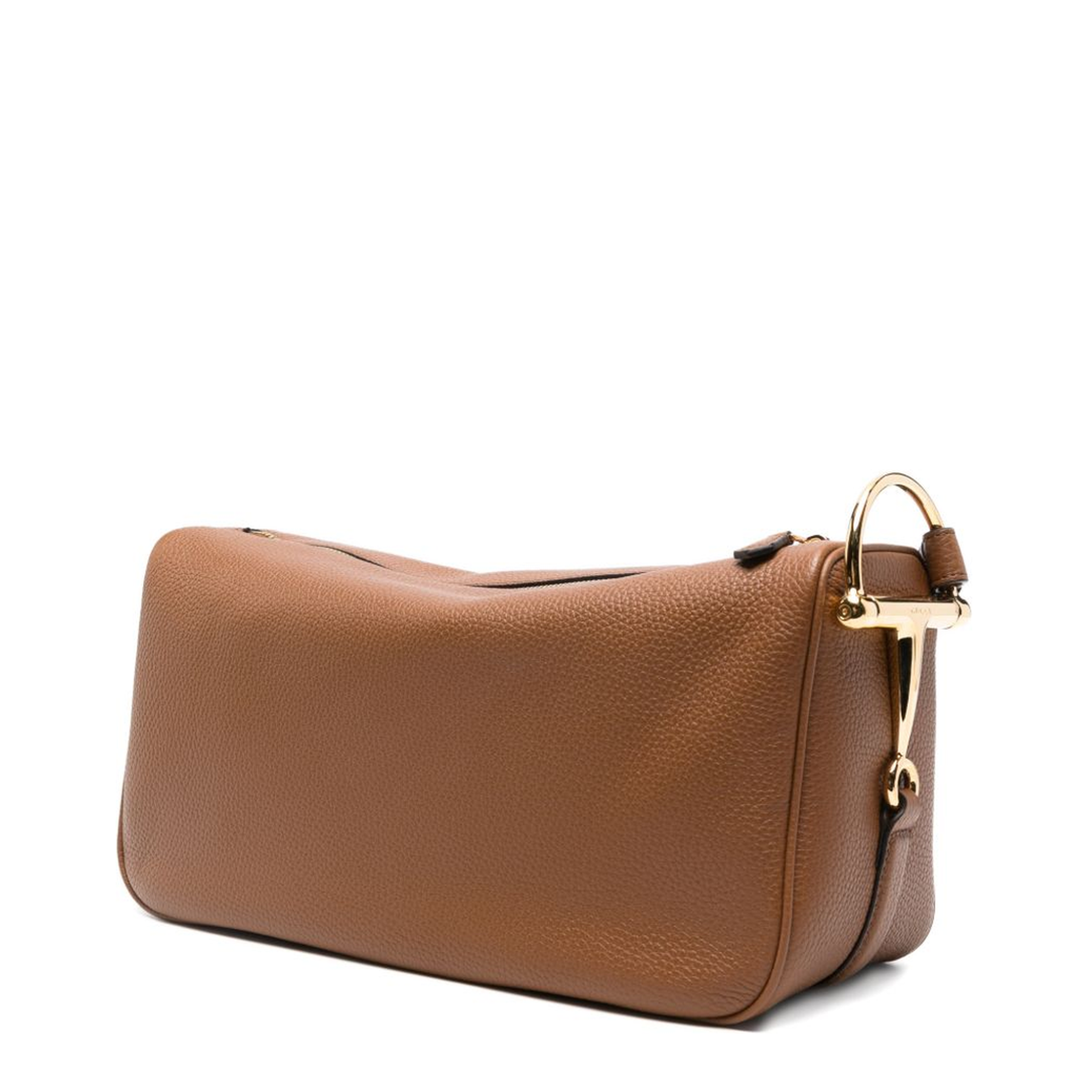 Half Horsebit Medium Grainy Leather Shoulder Bag - Brown Leather - Image 4