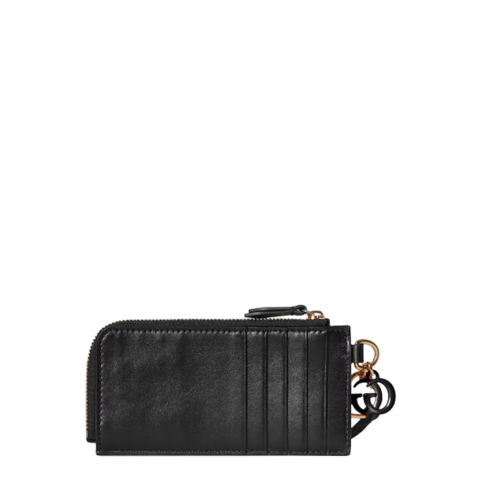 Card Case with Double G Charm Leather Black - Image 4