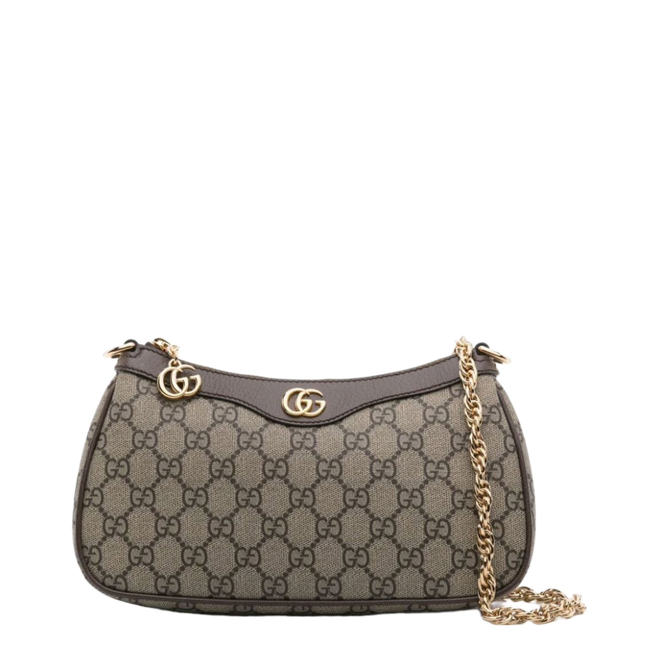 Ophidia Small GG Supreme Canvas Shoulder Bag - Beige and Dark Brown GG Supreme - Image 1