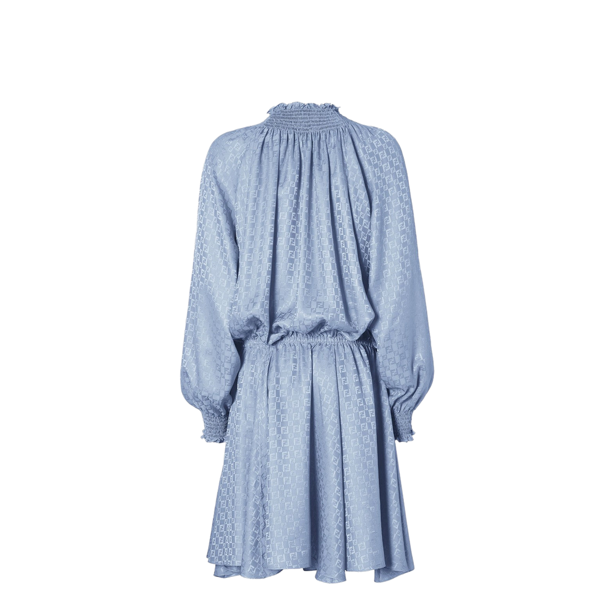 Blue Silk Jacquard Dress - Image 2