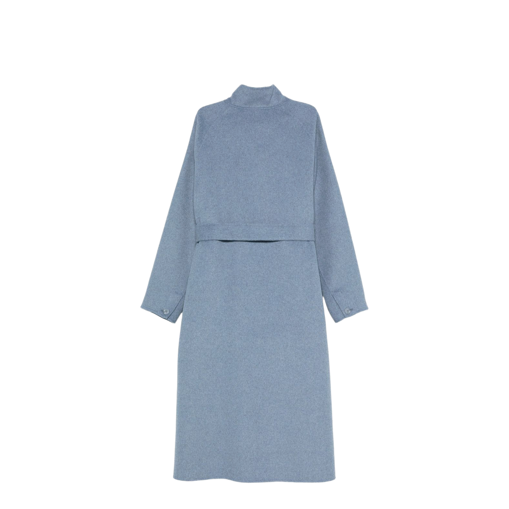 Mock-neck Wool-blend Coat with Matching Belt - Image 2