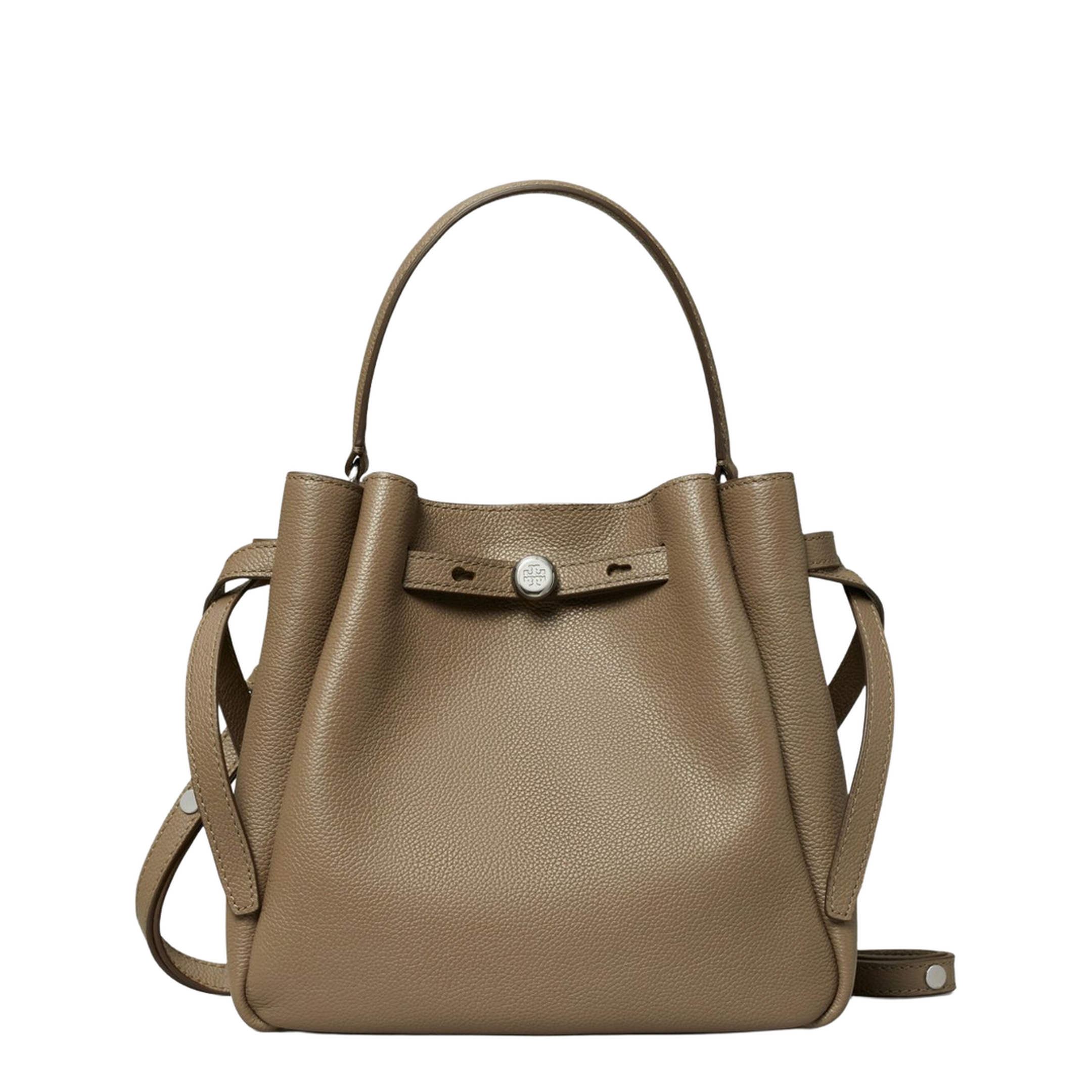 Romy Pebbled Leather Bucket Bag - Soft Cement - Image 1