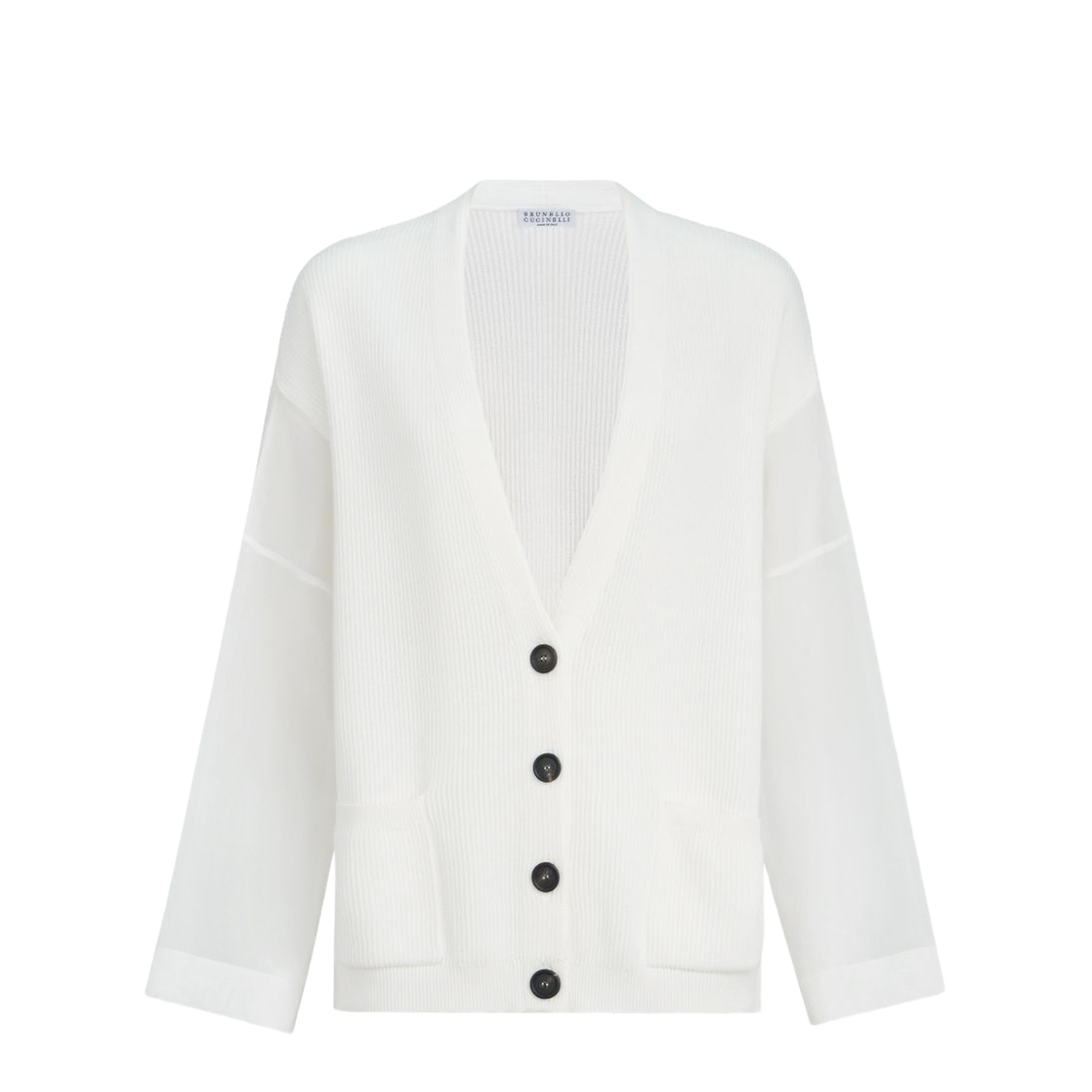 Ribbed Knit Cardigan White - Image 1
