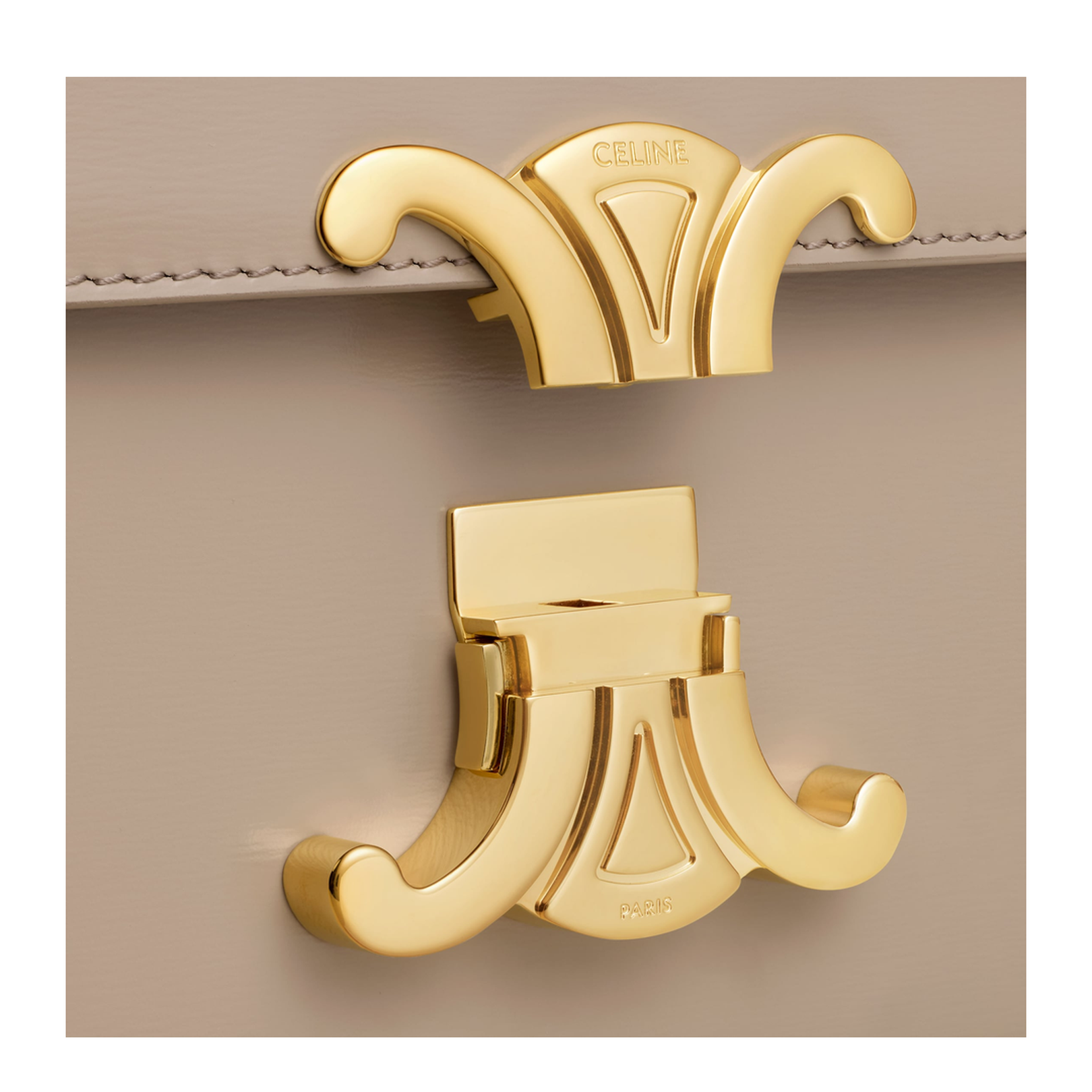 Triomphe Shoulder Bag Leather Beige - Image 5