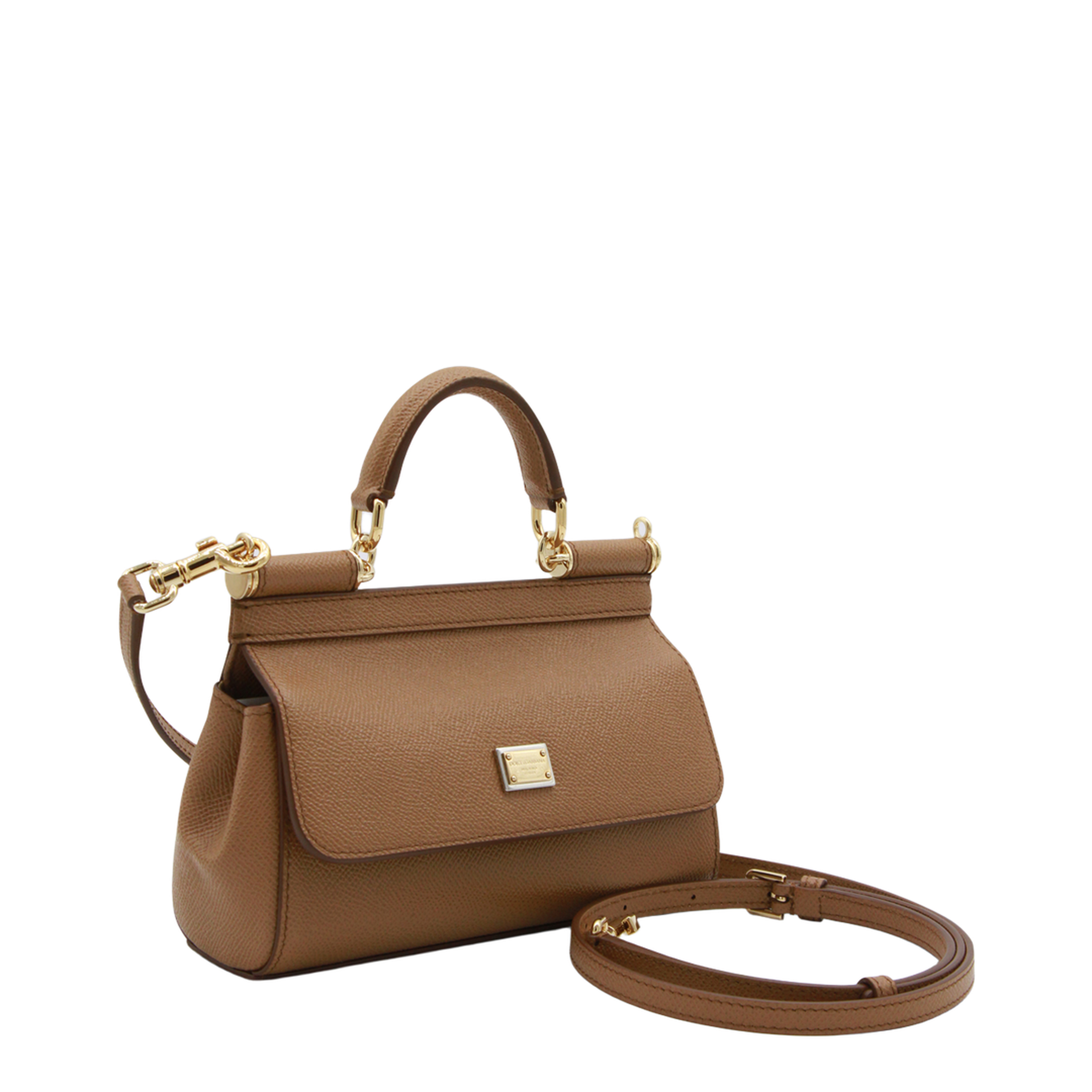 Sicily Mini Calfskin Top Handle Bag - Brown - Image 4