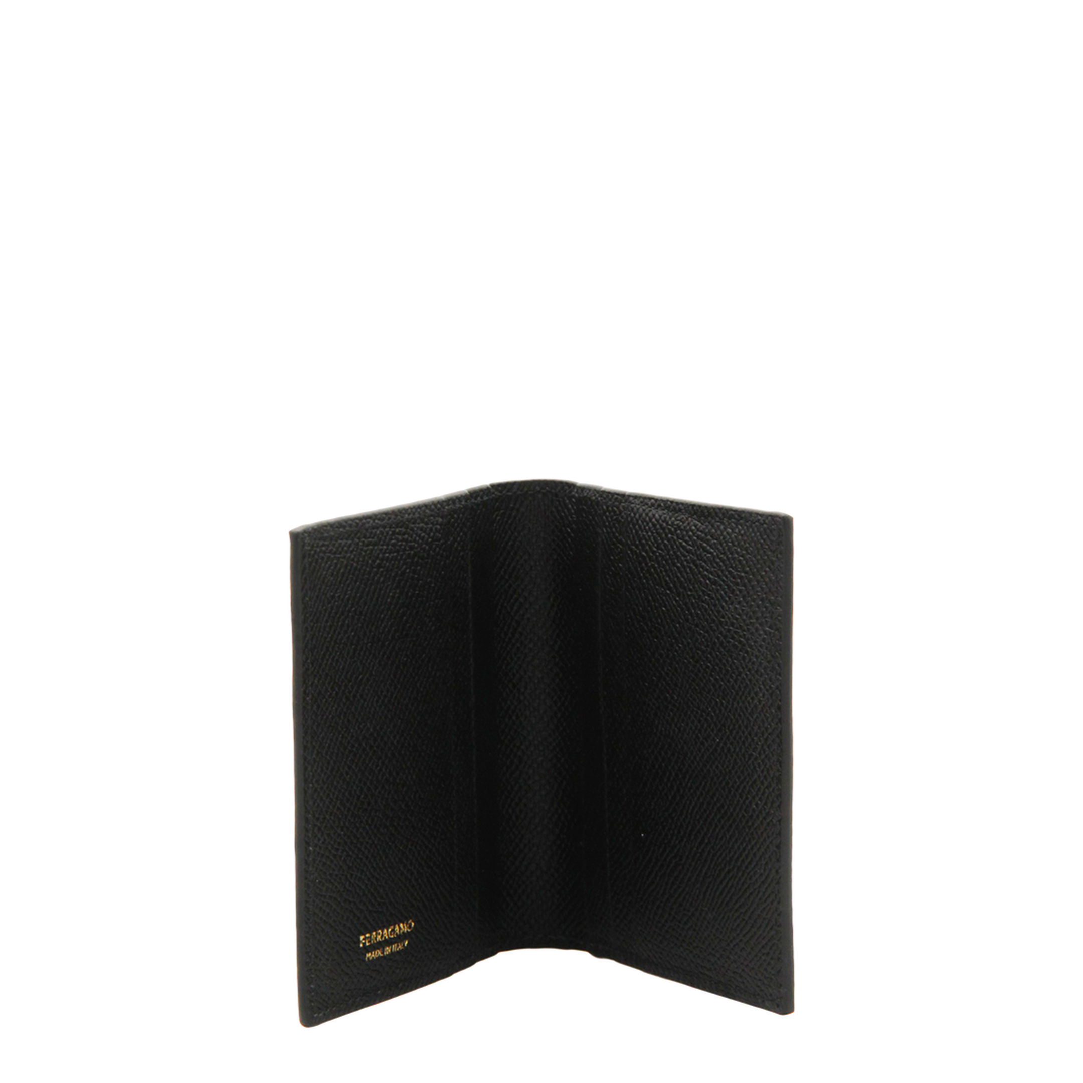 Gancini Credit Card Holder Calfskin Leather - Black - Image 3