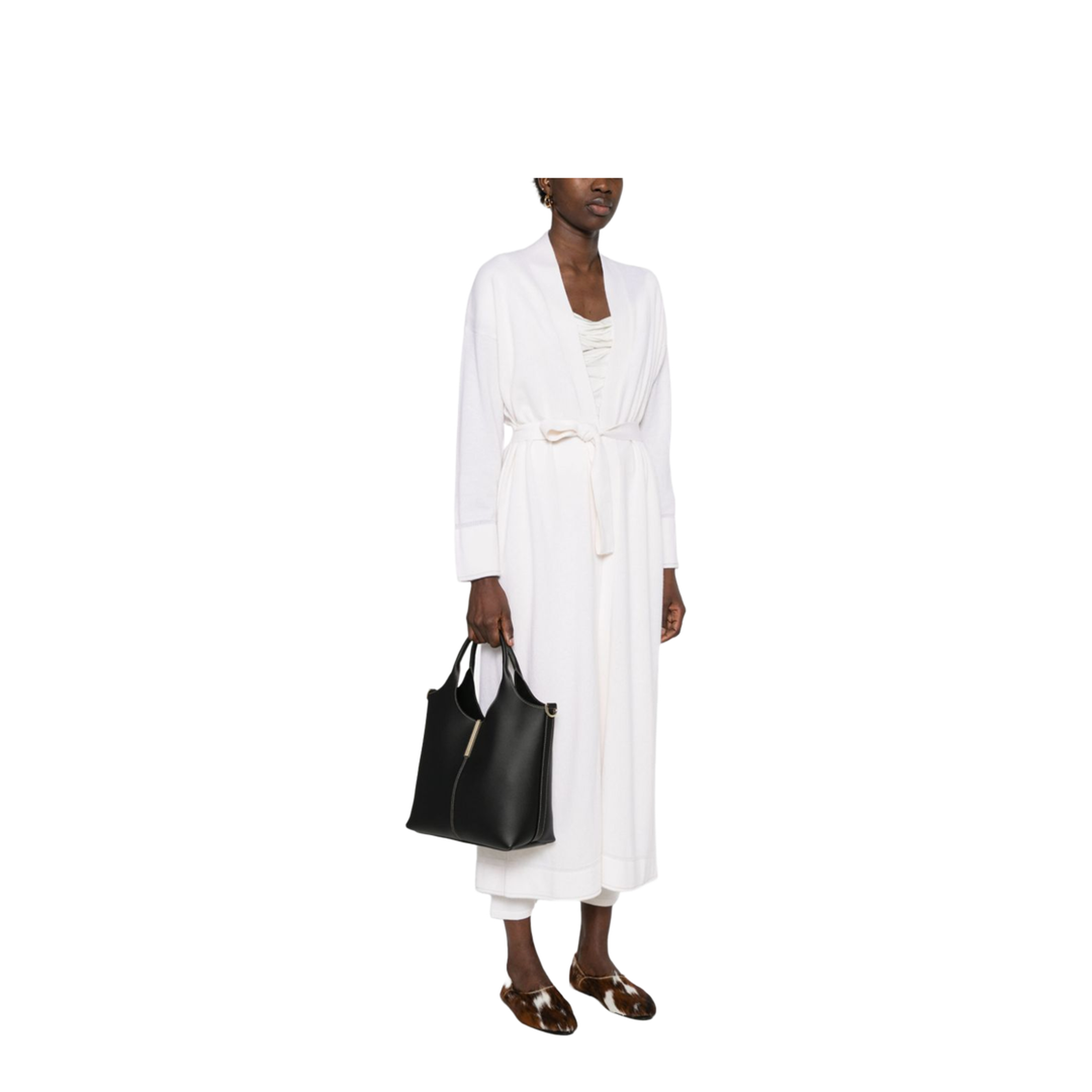 Small Calf Leather Tote - Black - Image 3