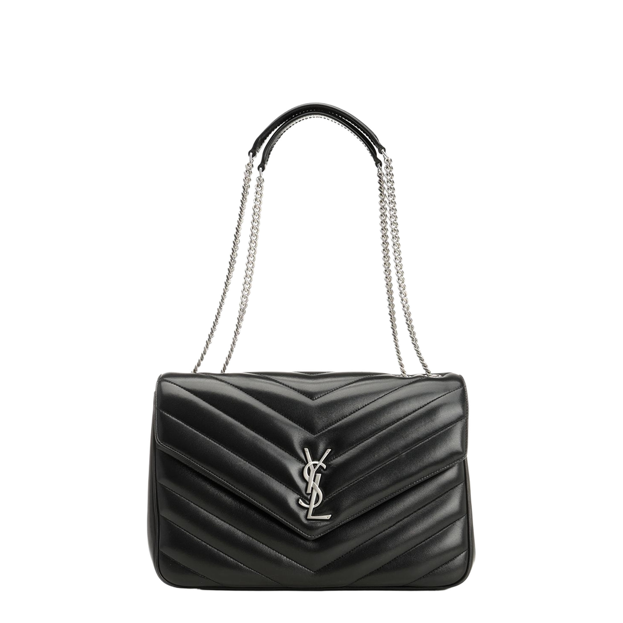 Loulou Large Matelassé Lambskin Shoulder Bag - Black - Image 4