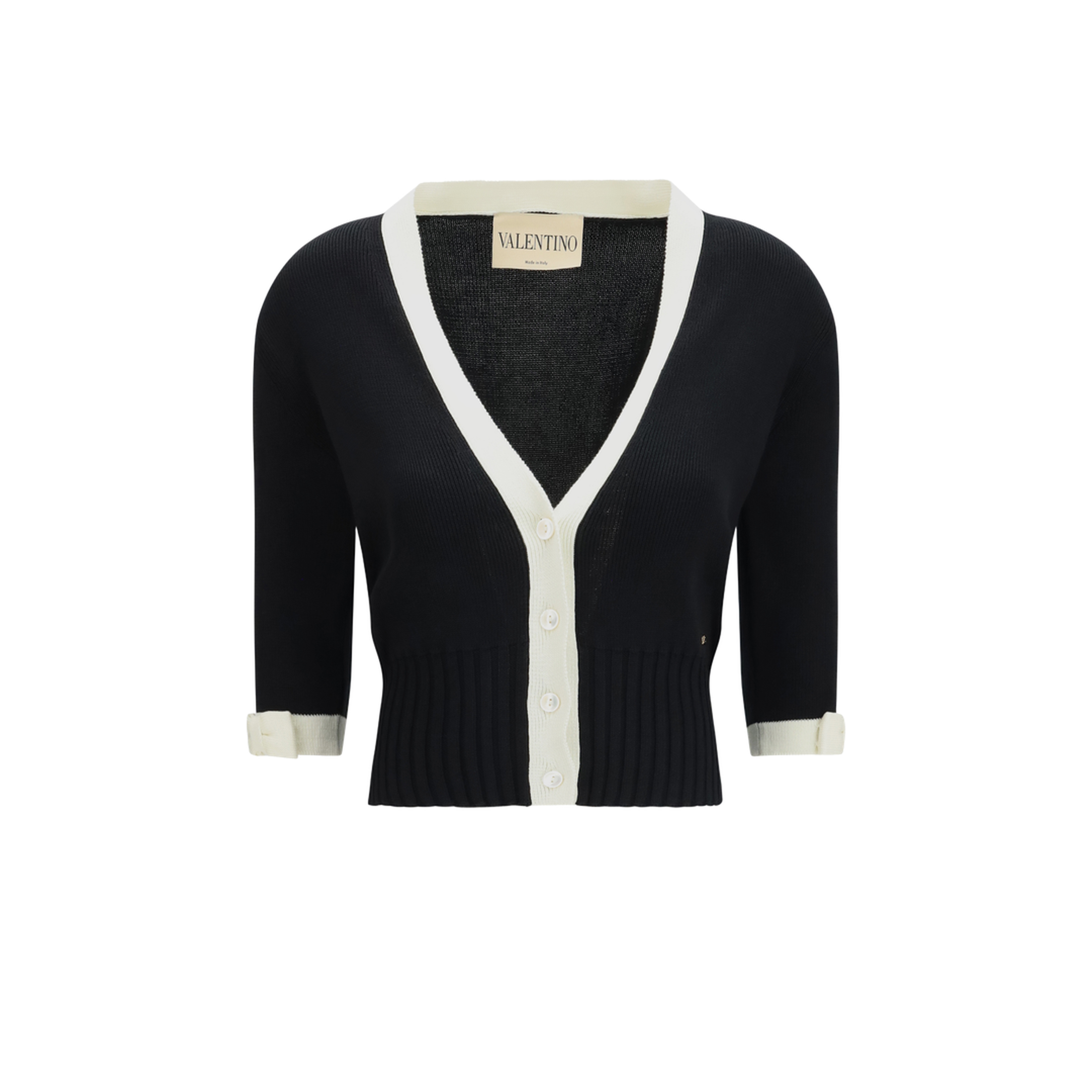 Bicolor V-Neck Cardigan - Image 1