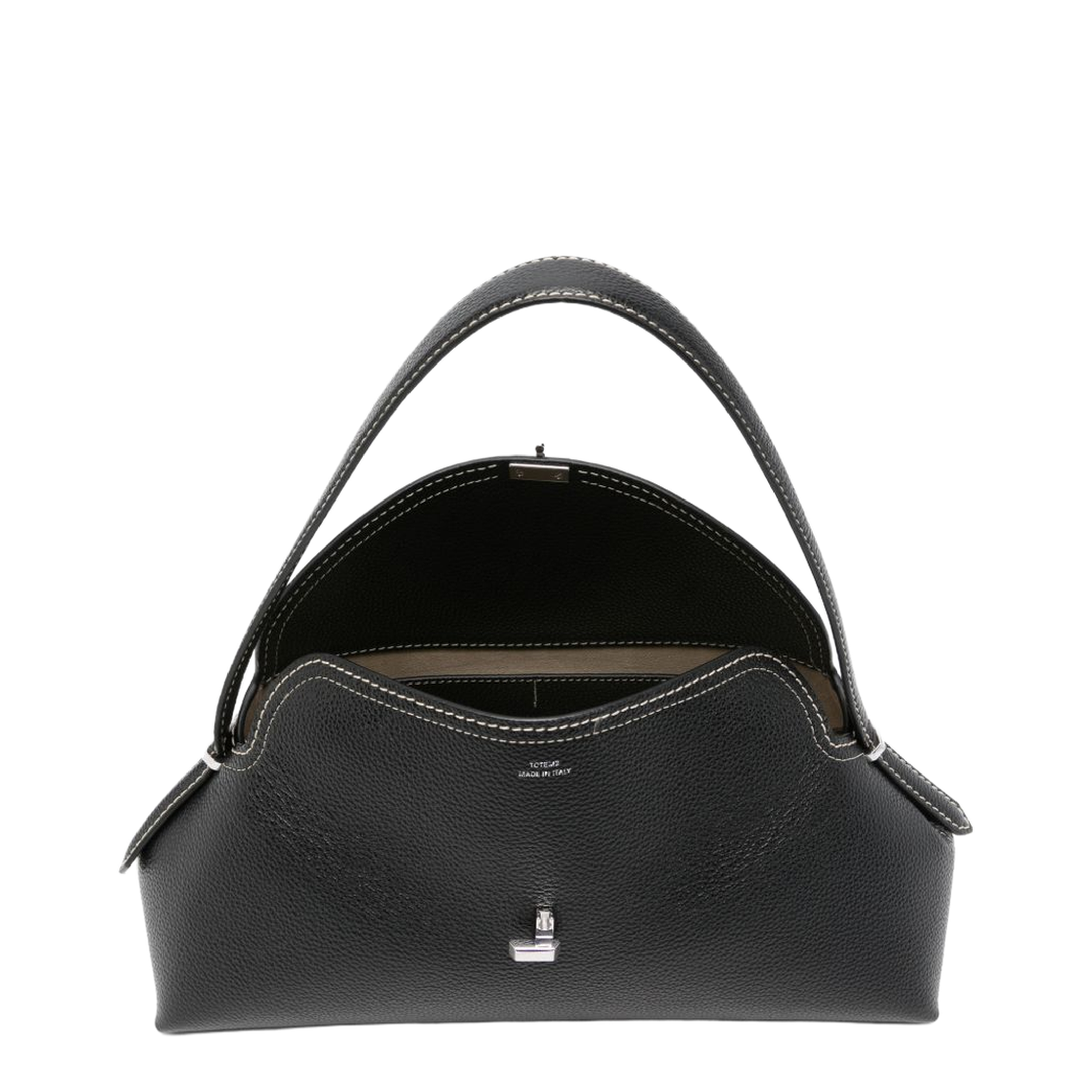 T-Lock Grained Leather Shoulder Bag - Black - Image 3