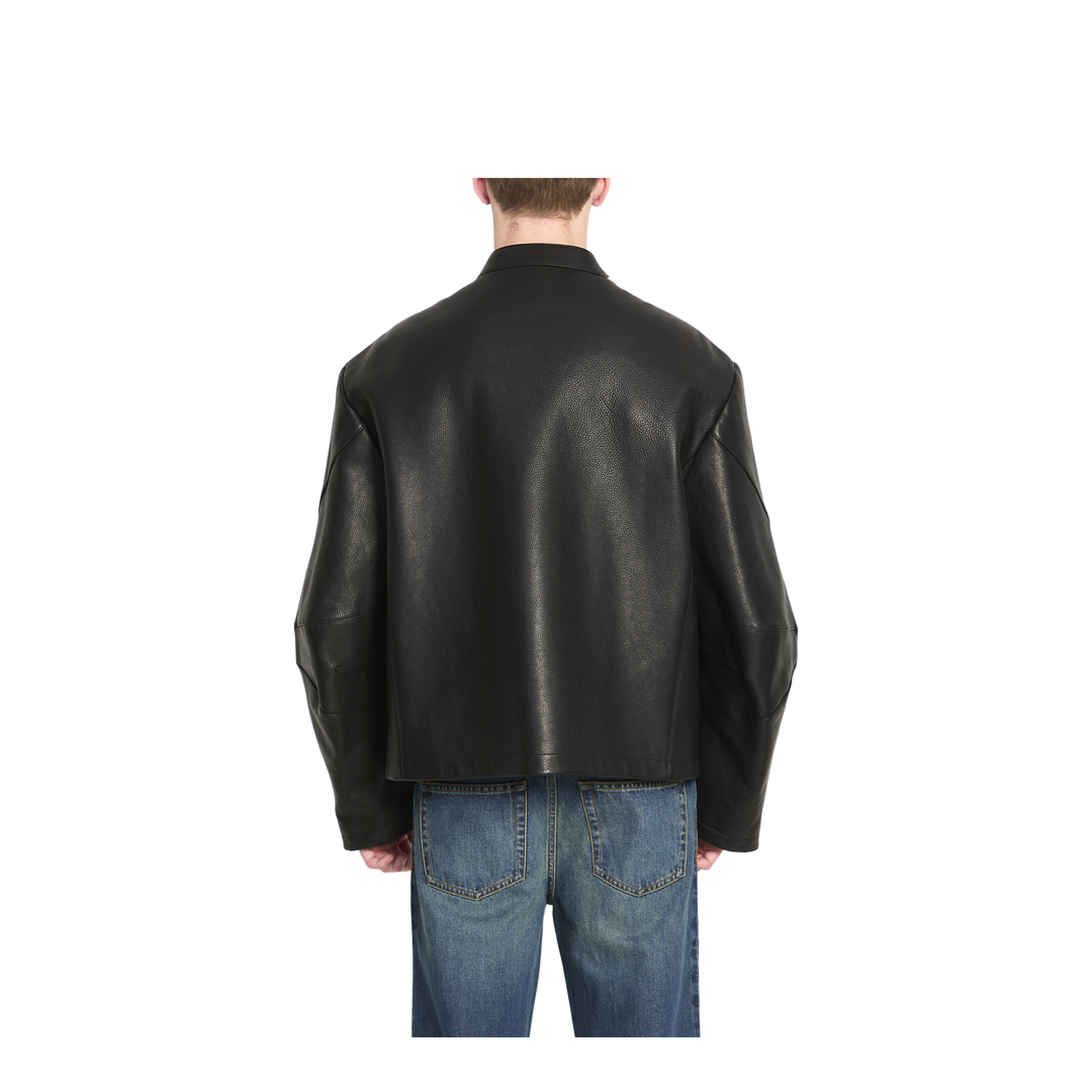 Leather Jacket with Horsebit in Black - Image 4