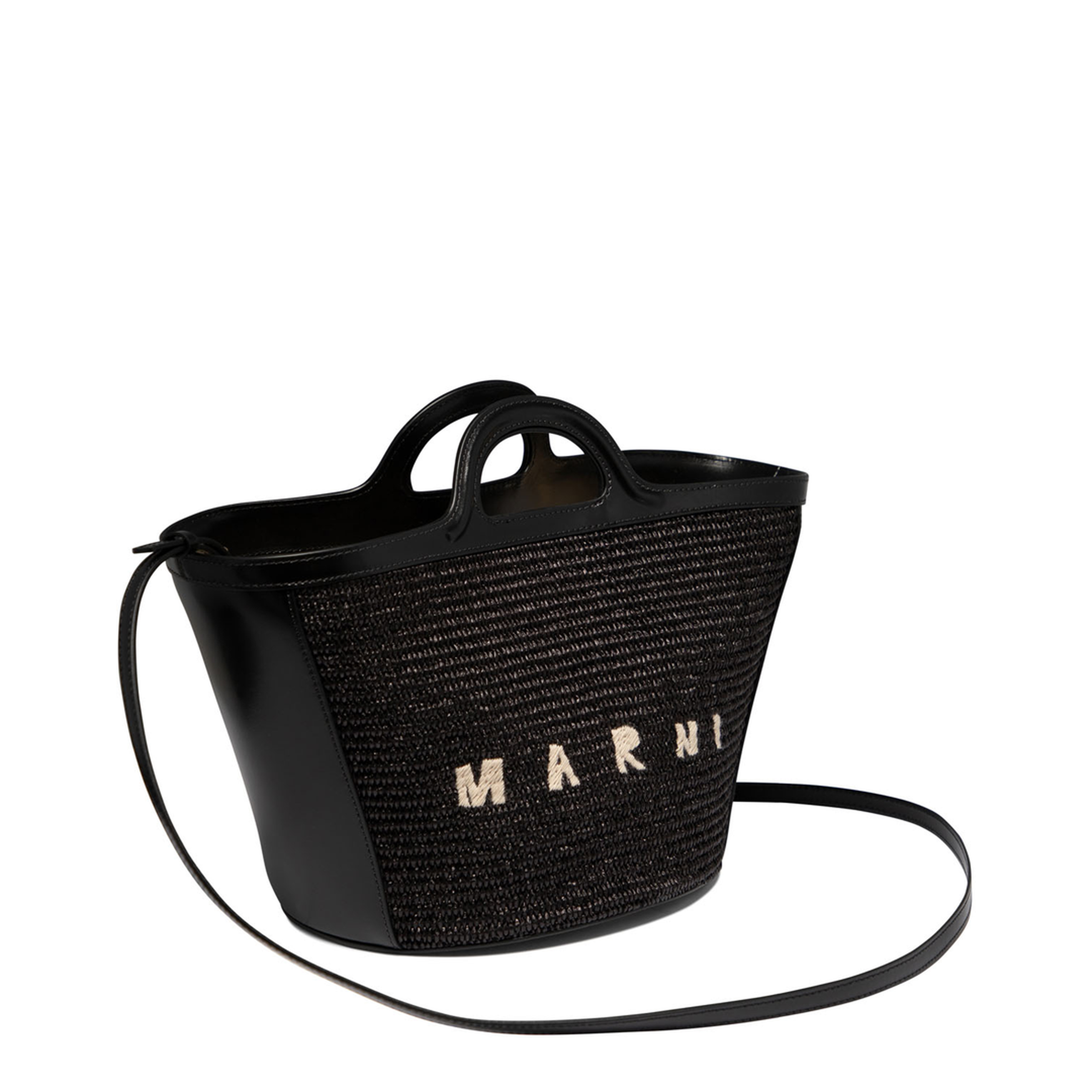 Tropicalia Small Raffia-Effect Handbag - Black - Image 2