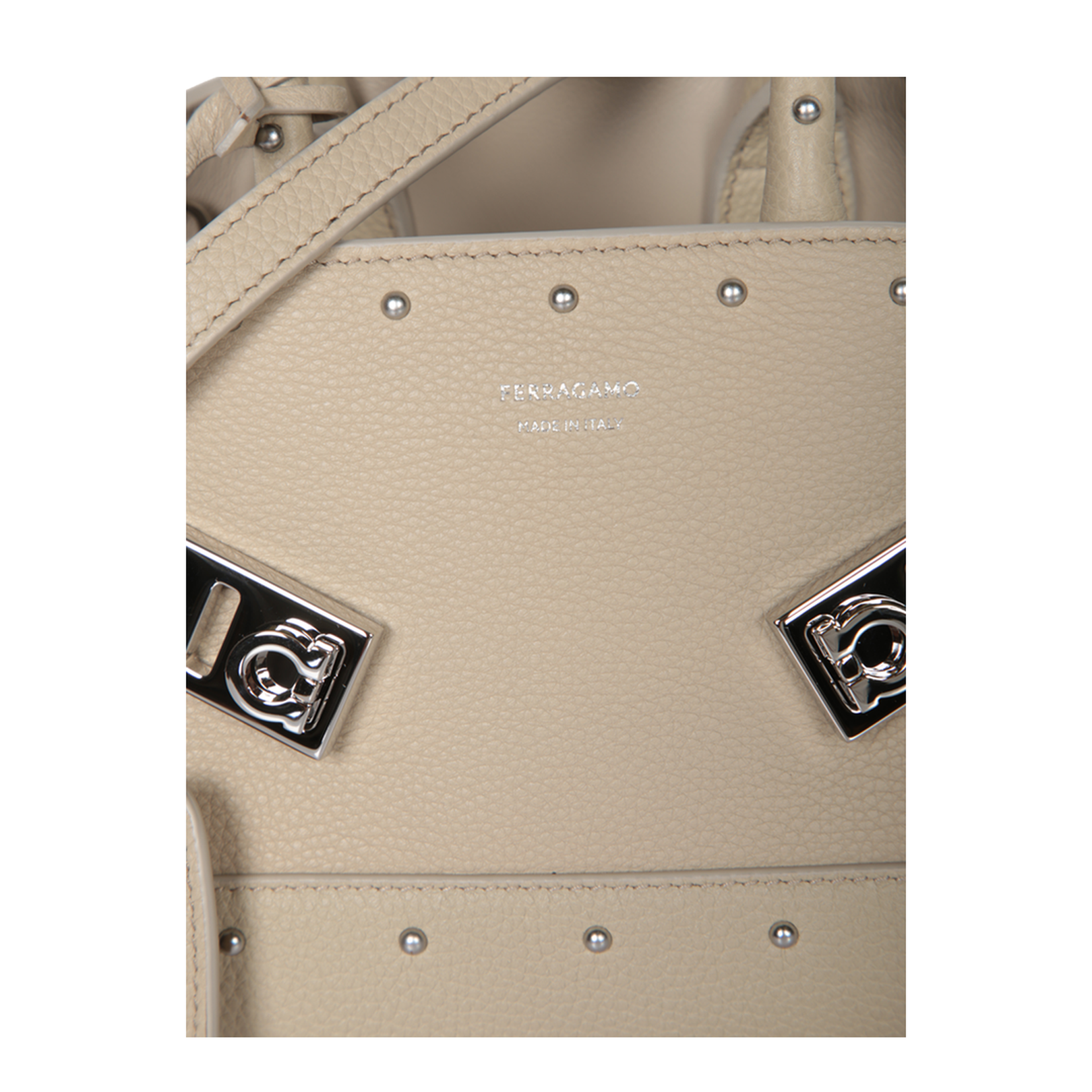 Mini Hug Beige Leather Bag - Image 3