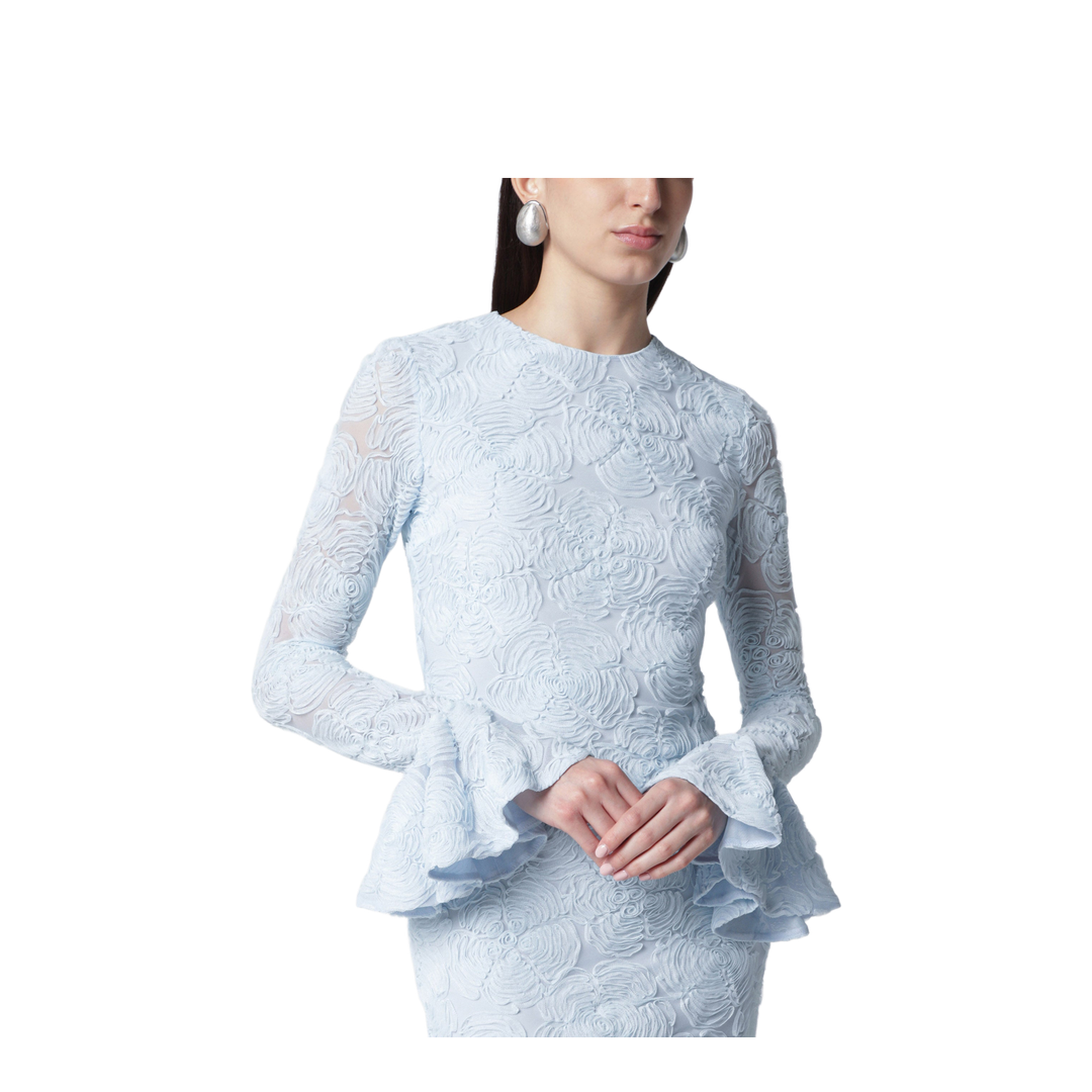 Light Blue Ruffled Mesh Mini Dress - Image 2