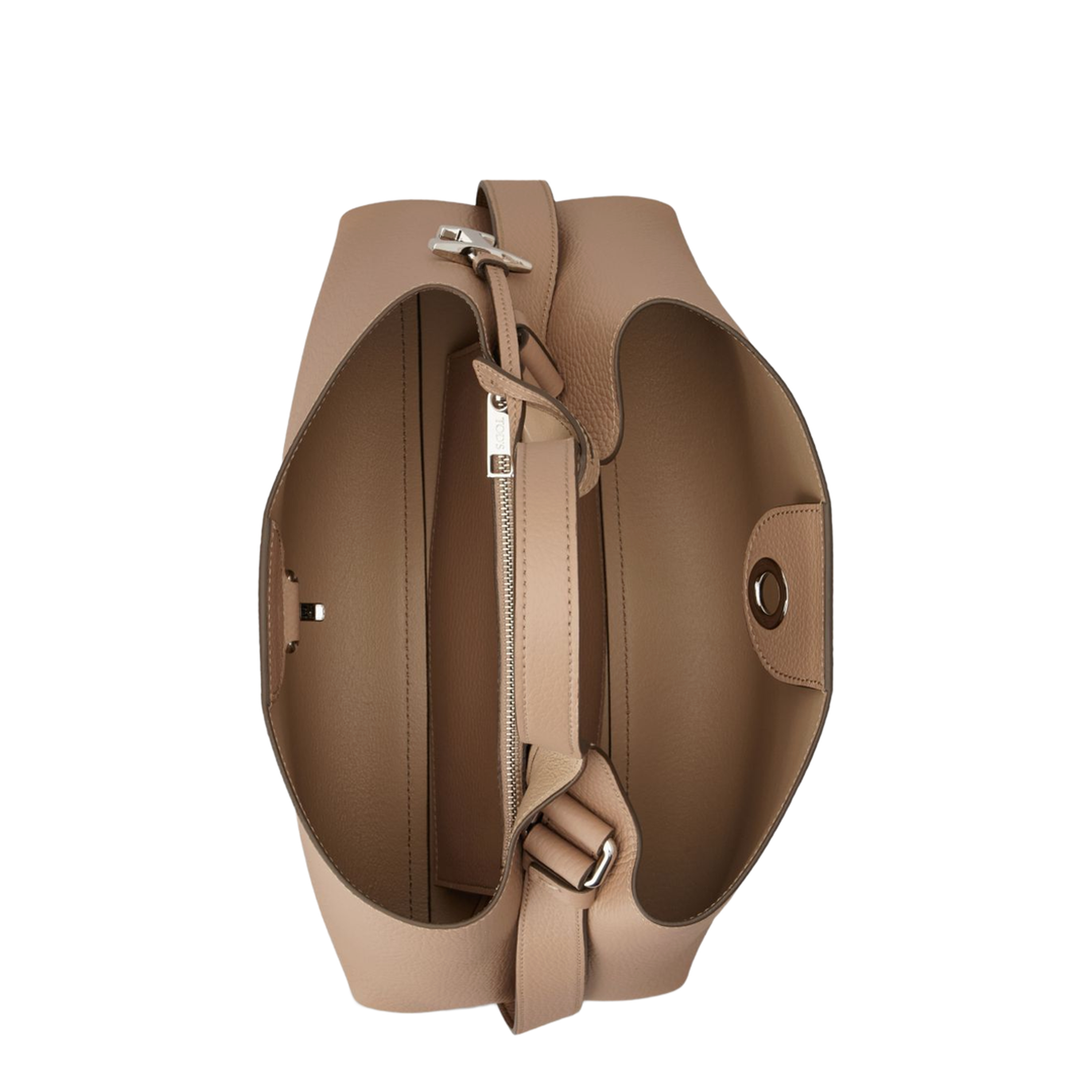 Small Calf Leather Top-Handle Bag - Cipria - Image 2