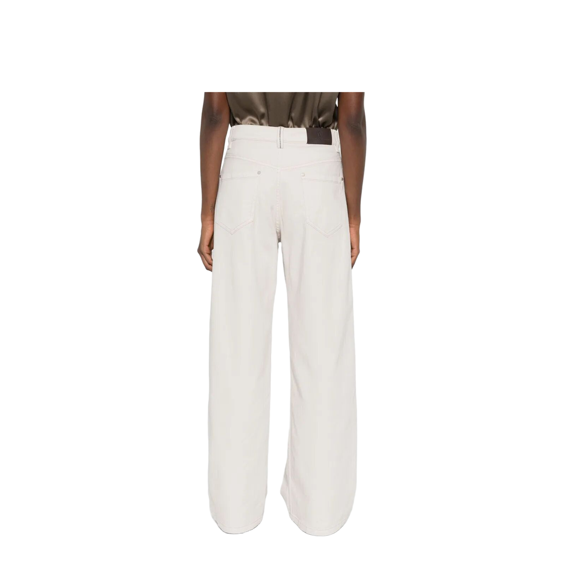 Stretch Dyed Denim Loose Barrel Jeans with Monili - Image 3