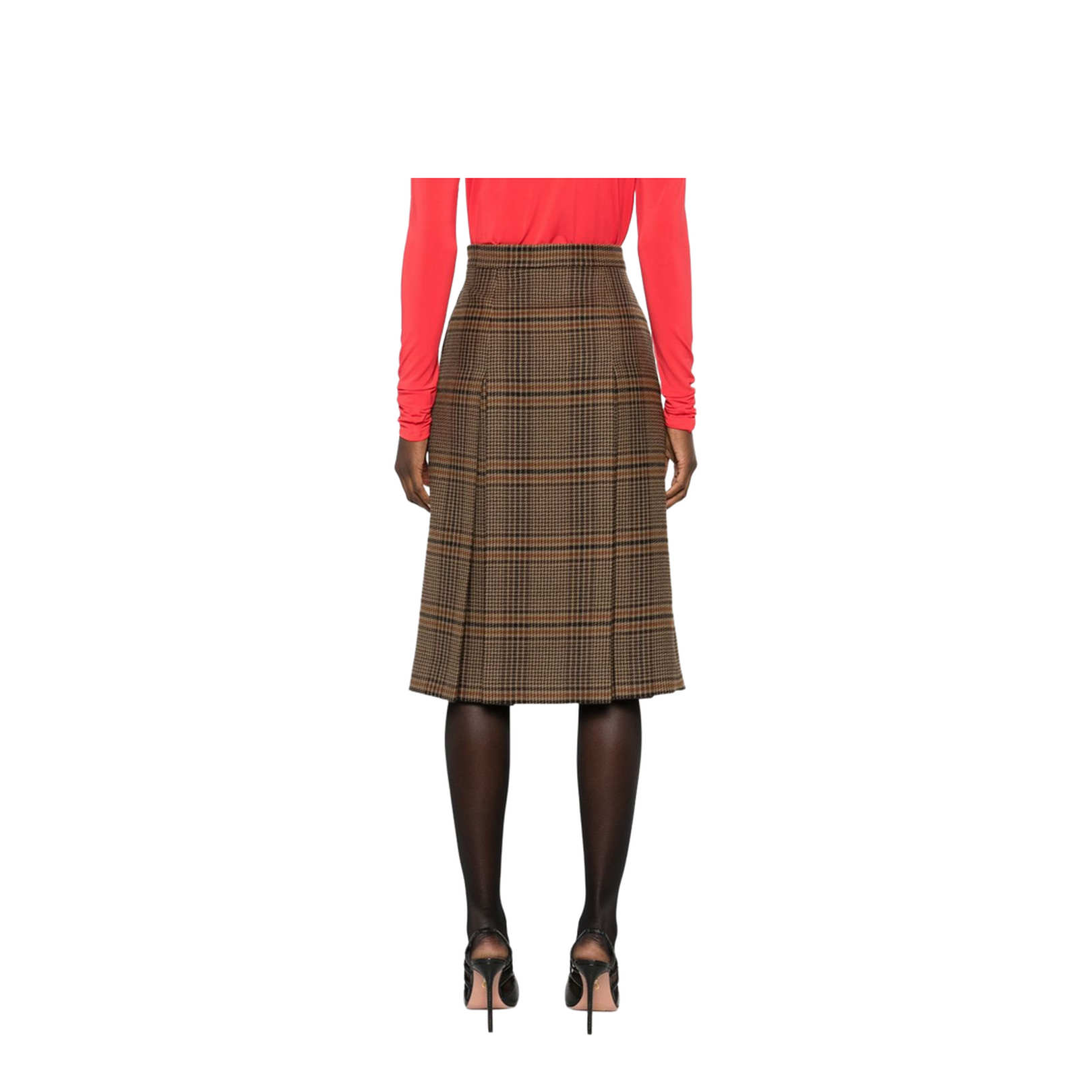 Midi Skirt in Prince of Wales Wool and Cashmere - Image 5