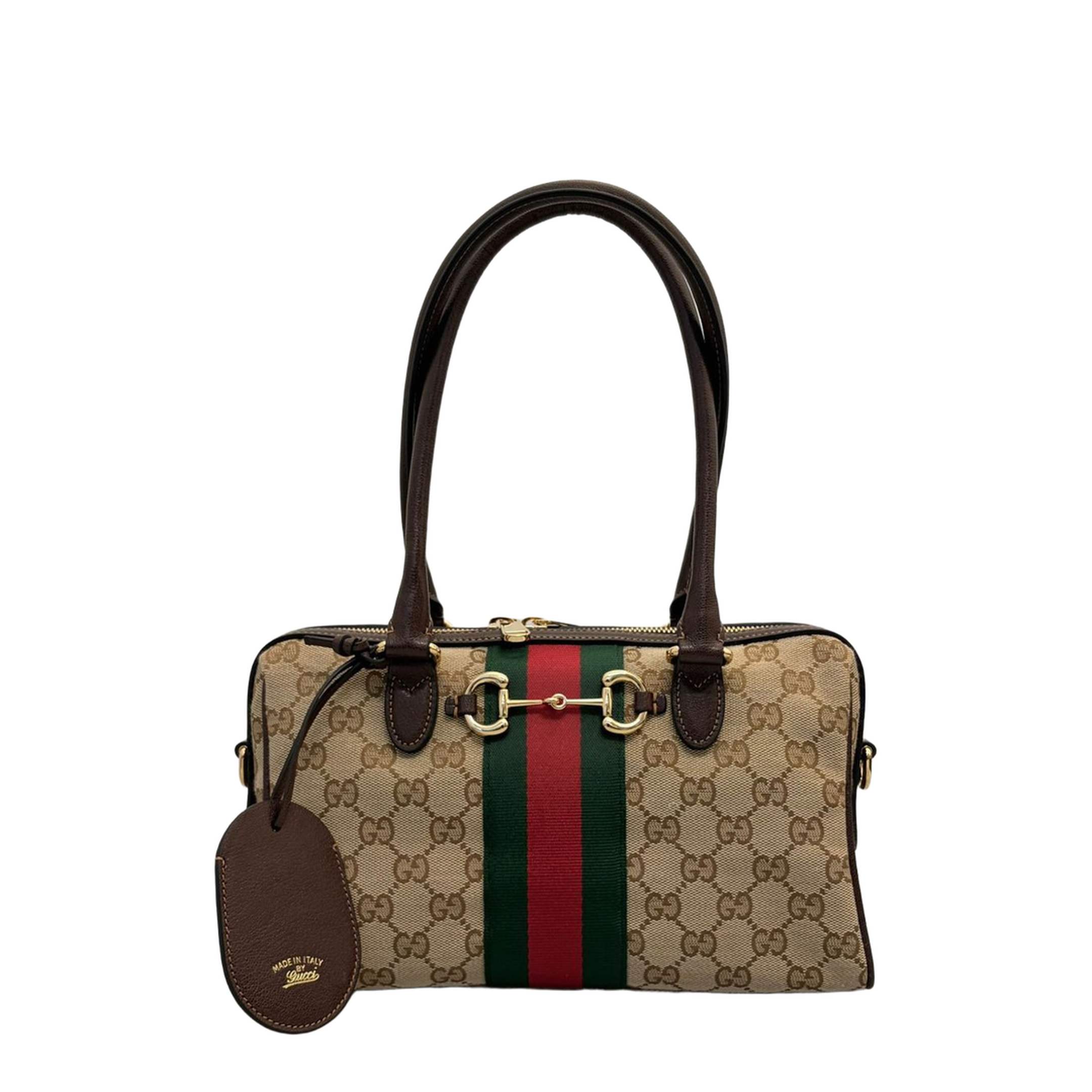 Borsetto Medium Canvas Boston Bag - Sand and Dark Brown - Image 1