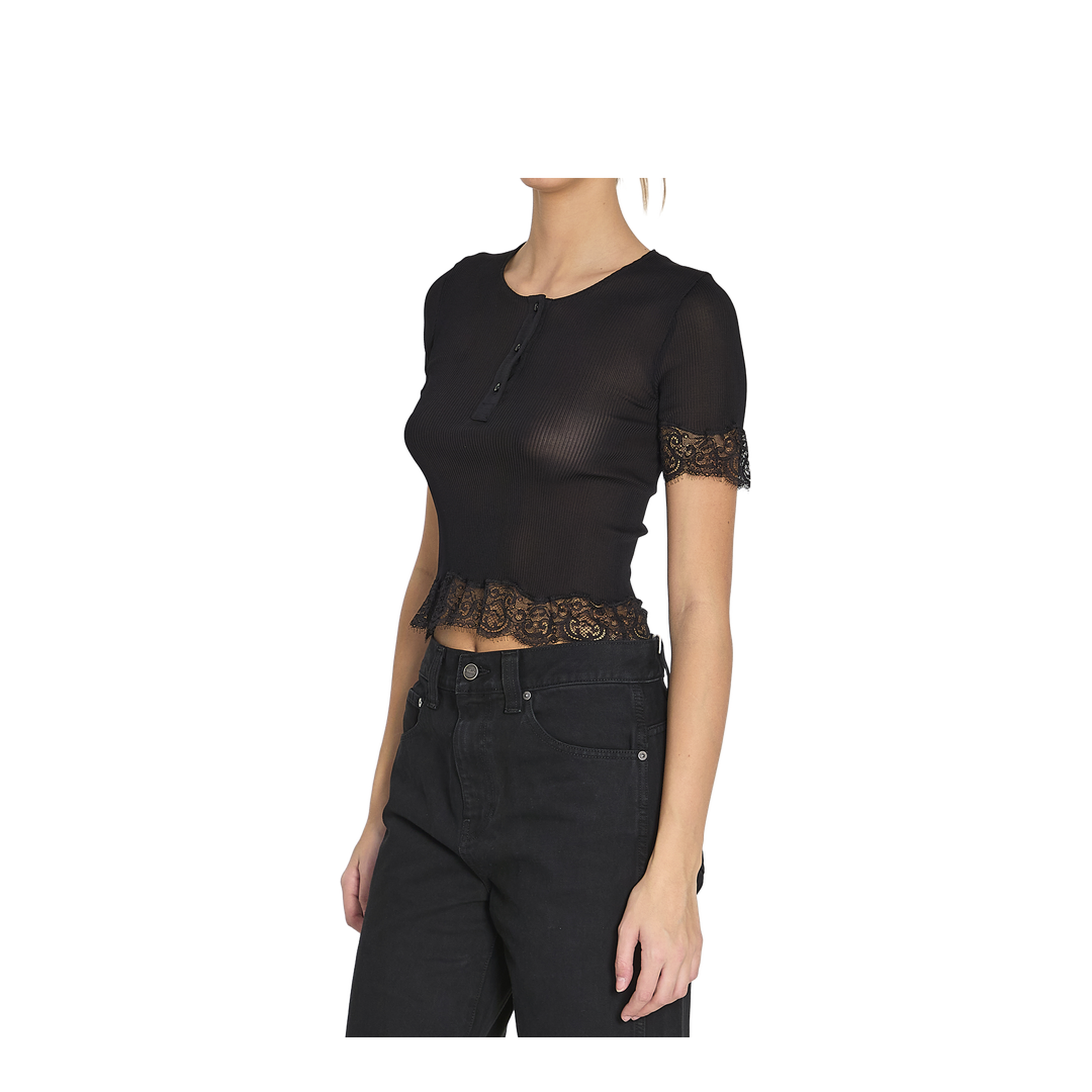 Silk Jersey and Lace T-Shirt - Image 2