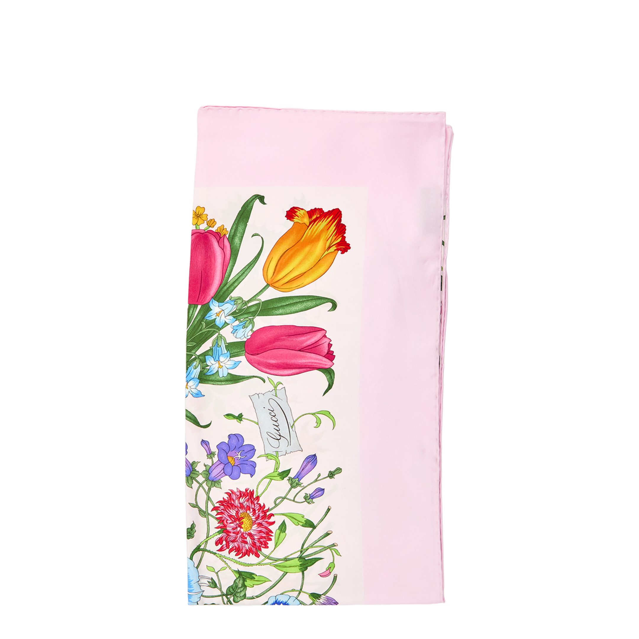 Pink Printed Silk Twill Scarf - Image 1