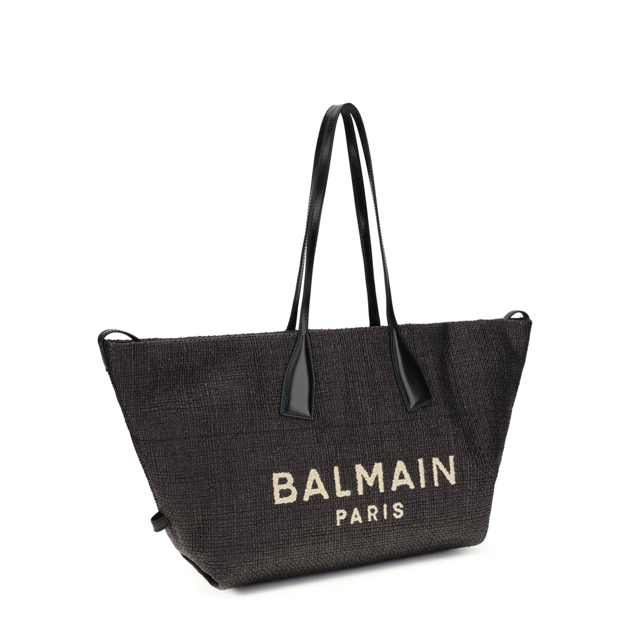 Track Shoulder Bag In Leather And Raffia - Image 2