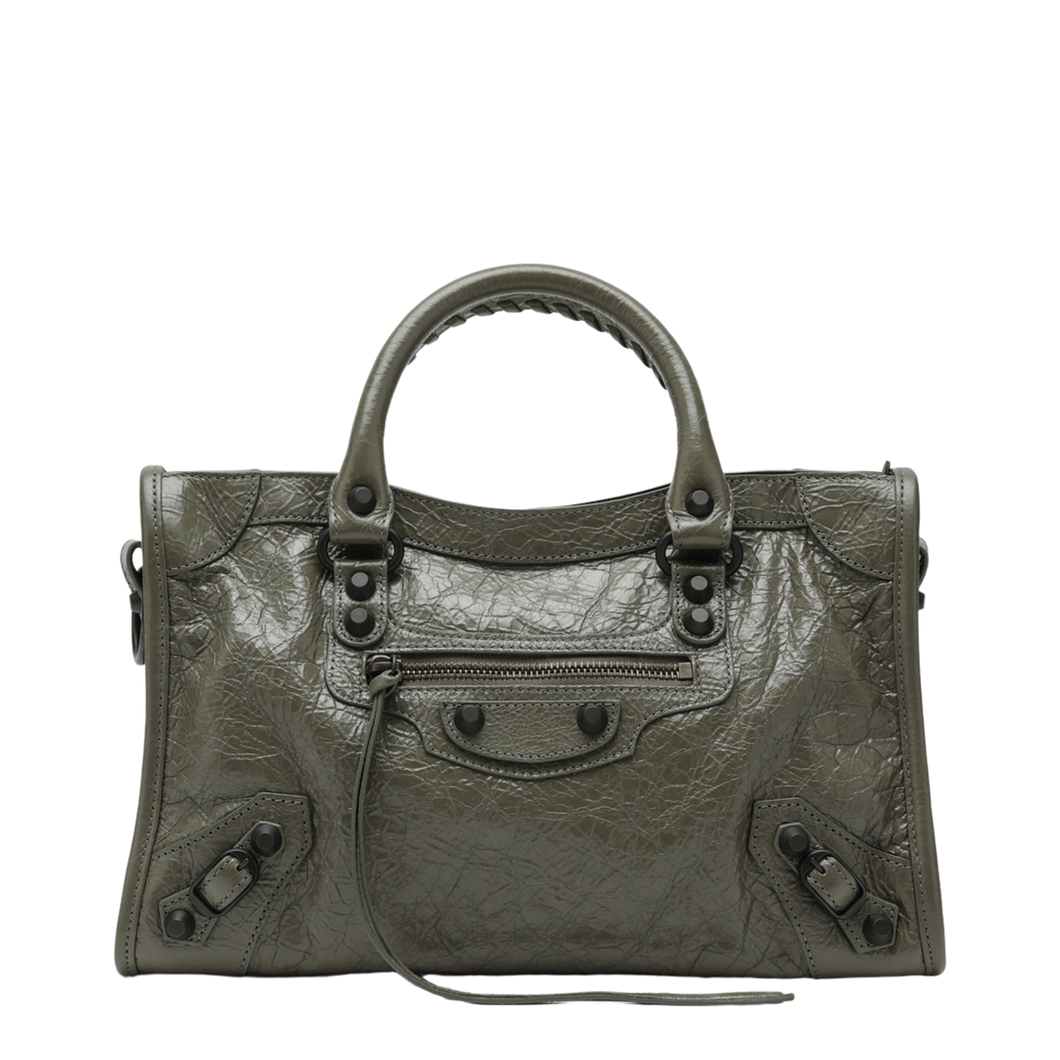 Le City Small Storico Fine-Grained Lambskin Leather Top-Handle Bag - Army Green - Image 1