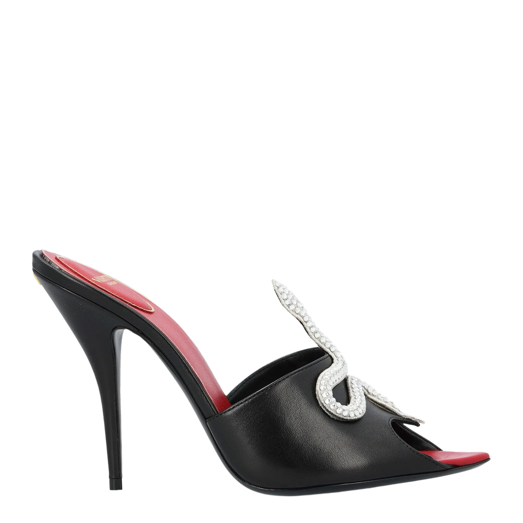Black Coeur Vipère Slide Sandals in Goatskin - Image 5