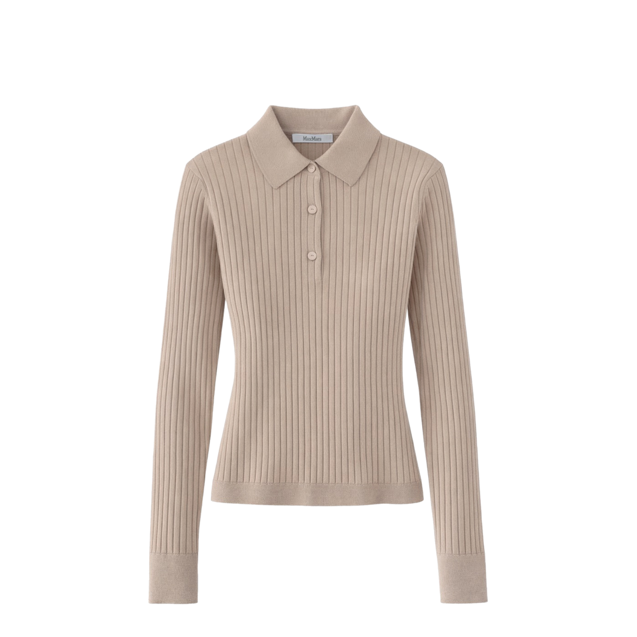 Ribbed Collared Polo Top - Image 1