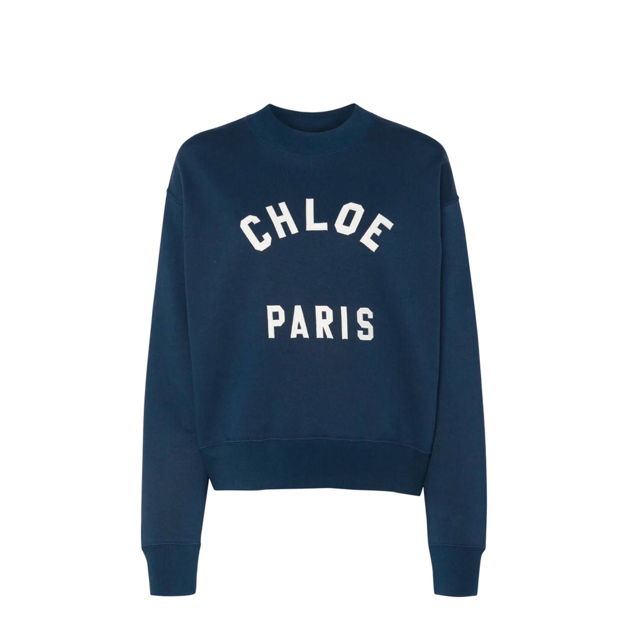 Mock-Neck Cotton Fleece Logo Sweater - Image 1