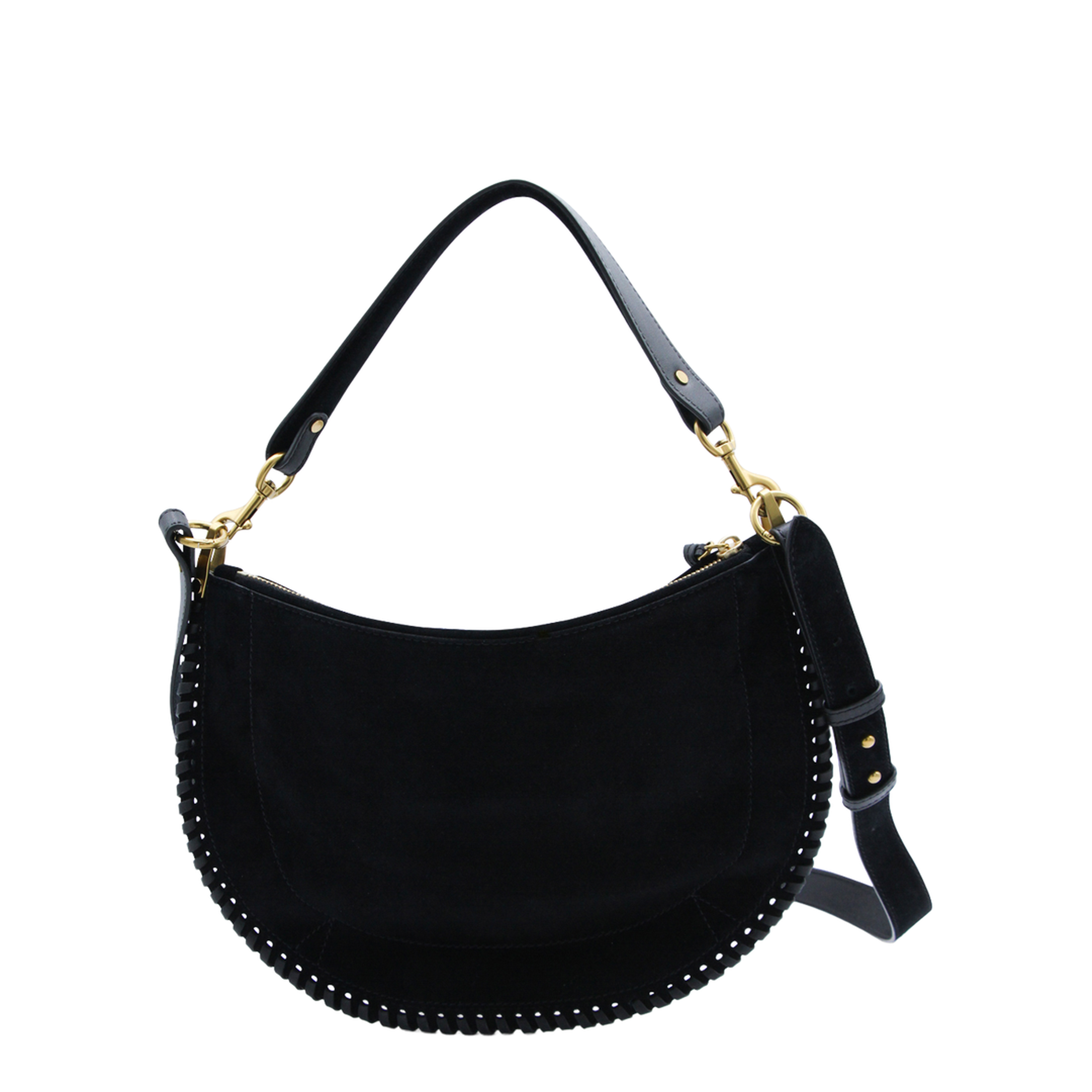 Oskan Soft Zip Smooth Studded Cowhide Leather Crossbody Bag - Black - Image 5