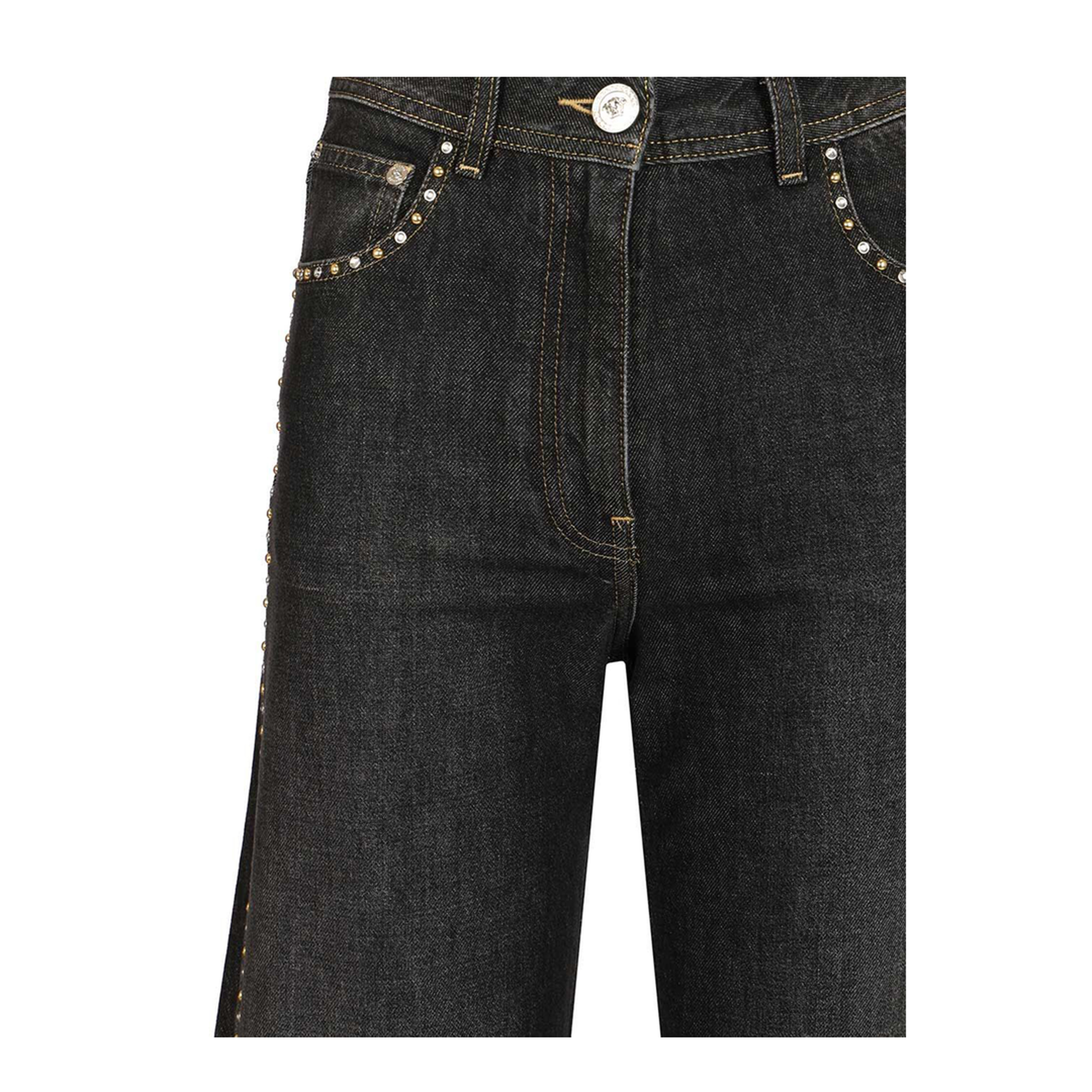 Denim Pants With Studs - Black - Image 4