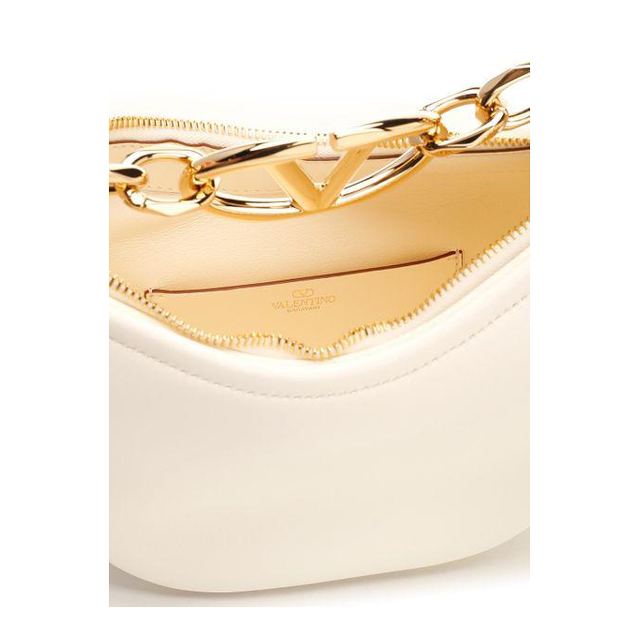 Ivory Leather Mini Hobo Vlogo Moon Handbag - Image 4