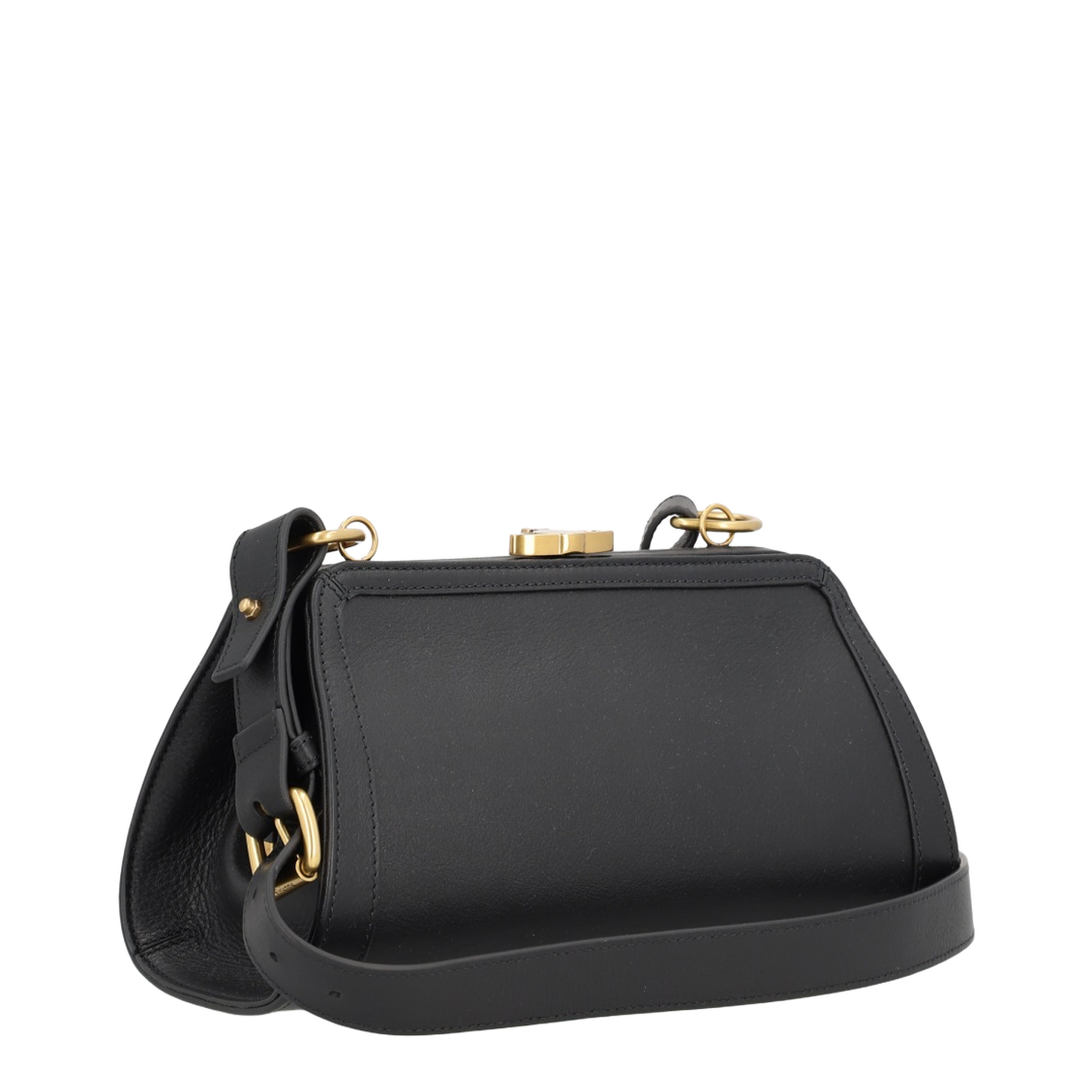 Ascot Cow Leather Frame Bag - Black - Image 2