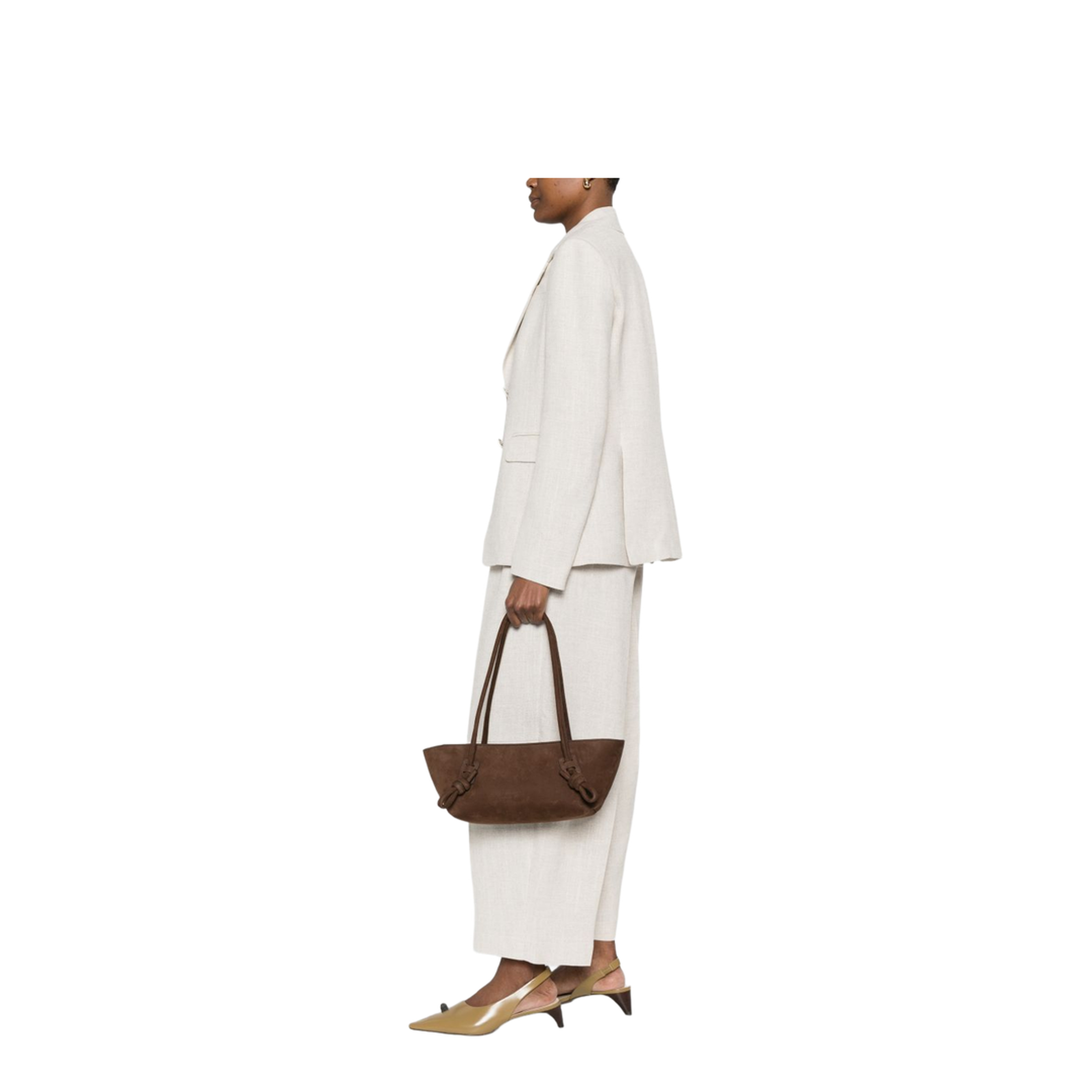 Fleca Nubuck Knotted-Handle Shoulder Bag - Brown - Image 2