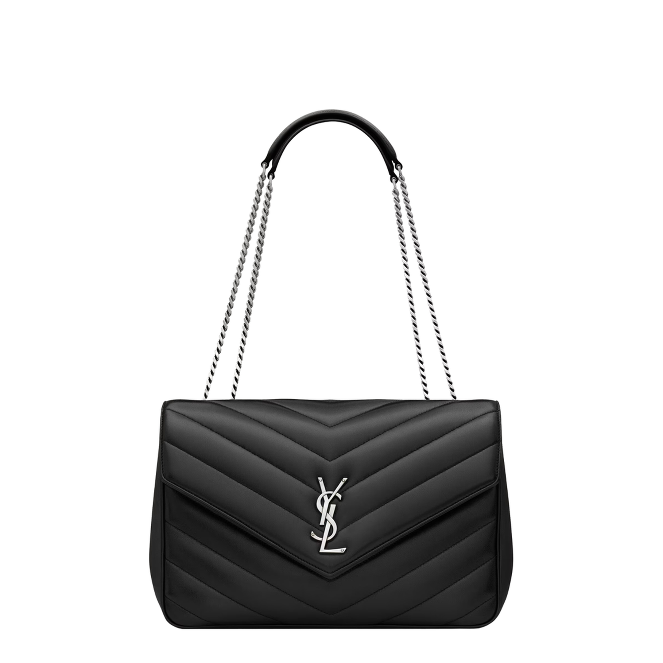Loulou Large Matelassé Lambskin Shoulder Bag - Black - Image 1