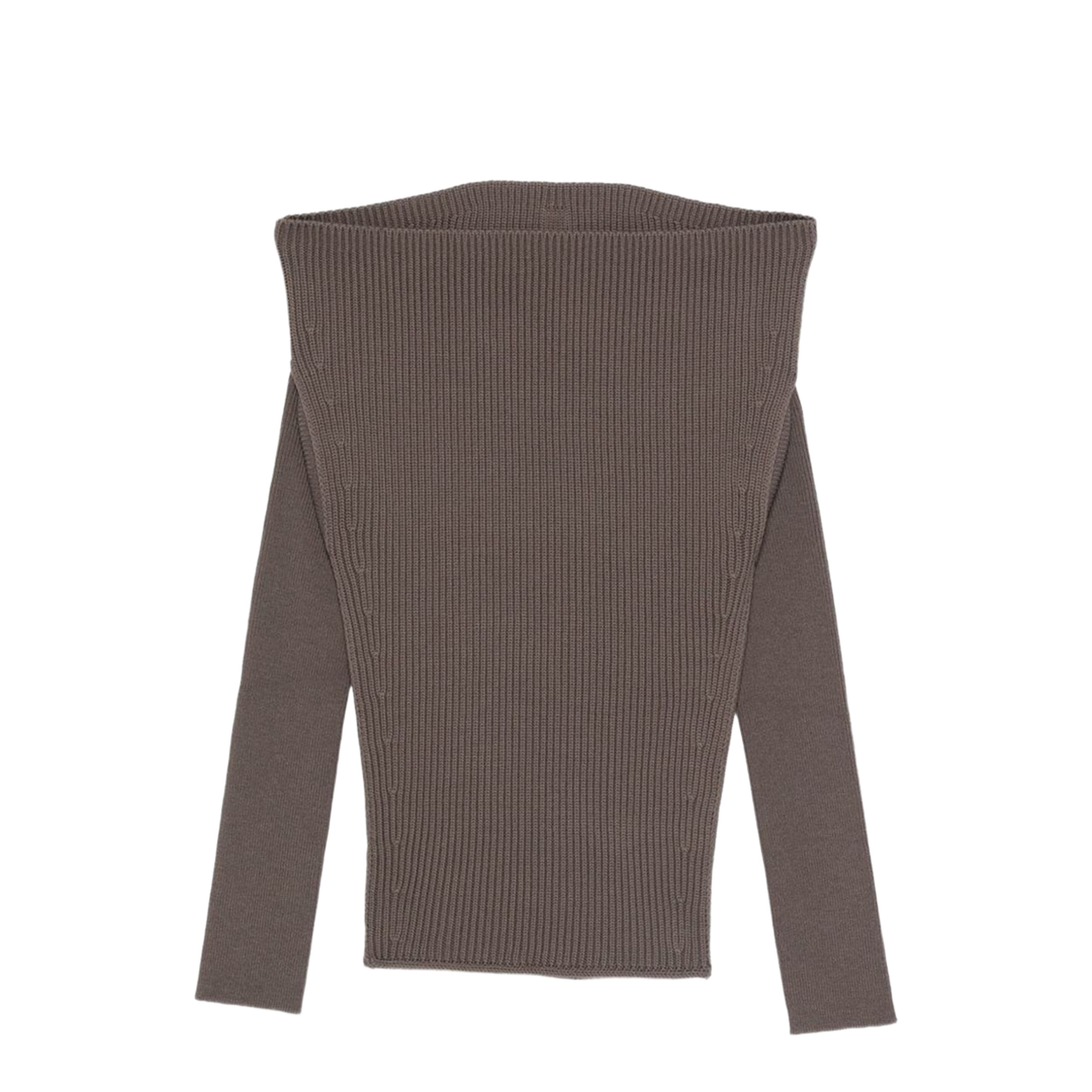 Wool Off-Shoulder Sweater in Brown - Image 1