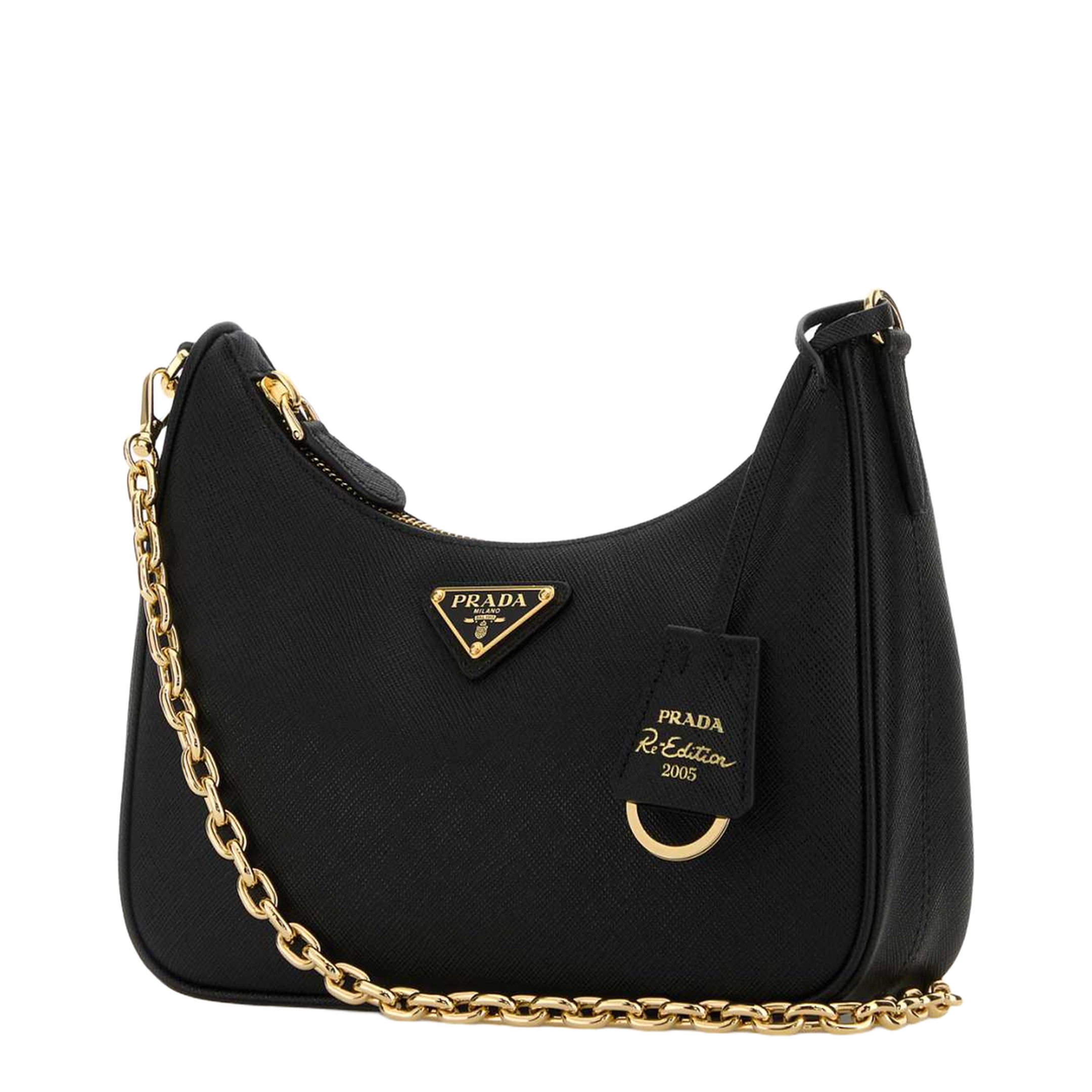 Re-Edition 2005 Leather Shoulder Bag Black - Image 4