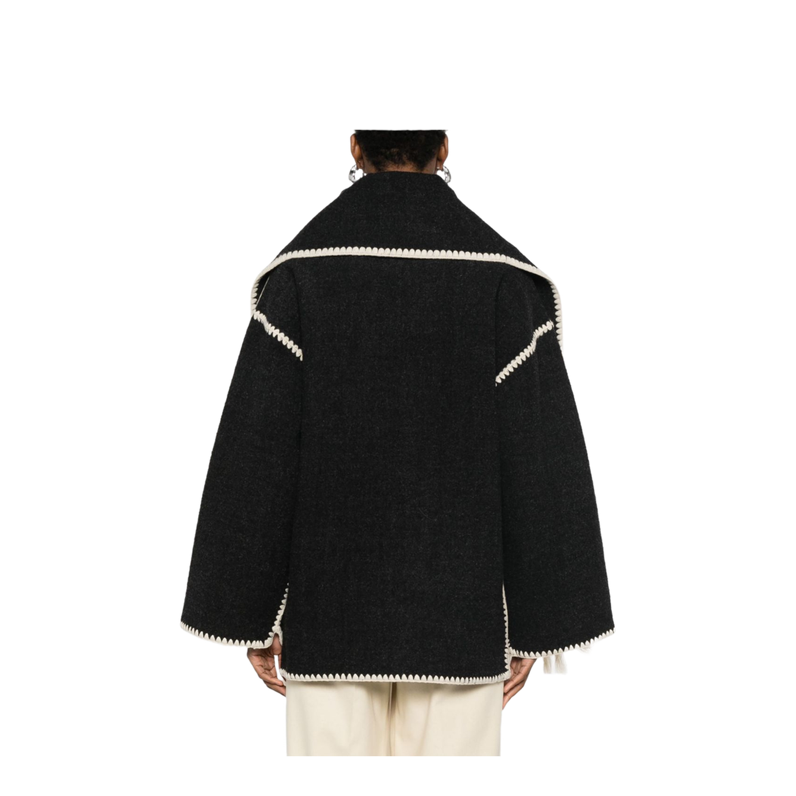 Embroidered Scarf Jacket - Dark Grey - Image 4