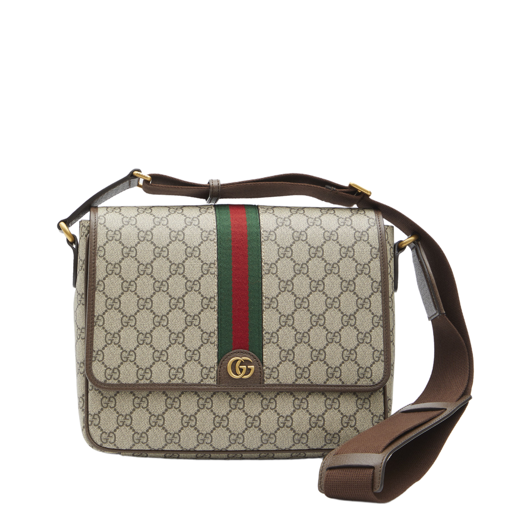 Ophidia Medium Canvas Messenger Bag - Beige/Ebony - Image 1
